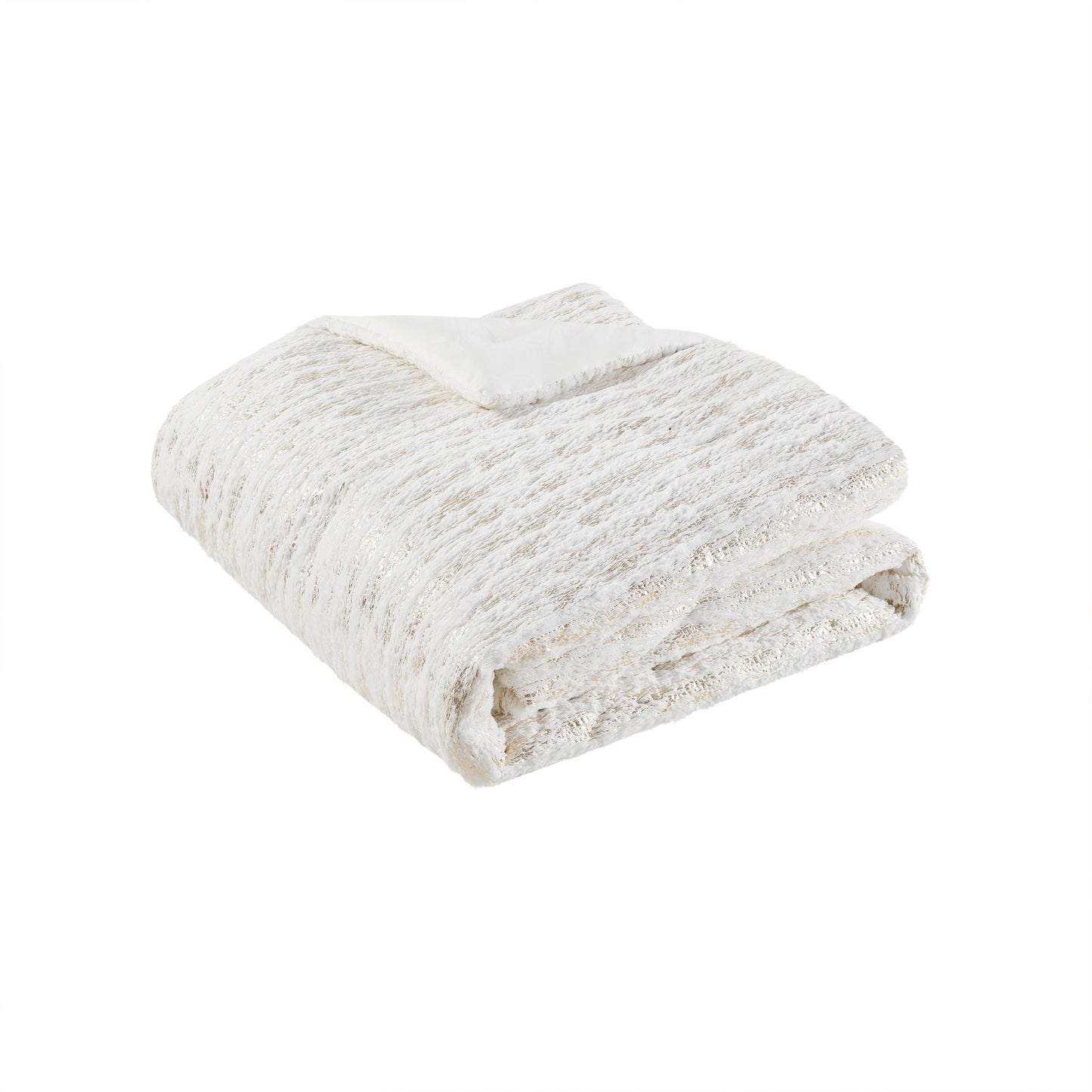 Intelligent Design Metallic Print Faux Fur Comforter Set