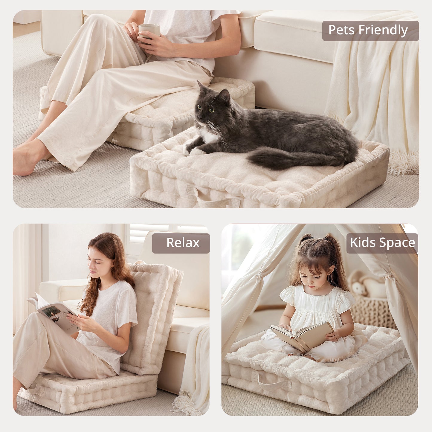 Intelligent Design Poly Chenille Square Floor Pillow Cushion