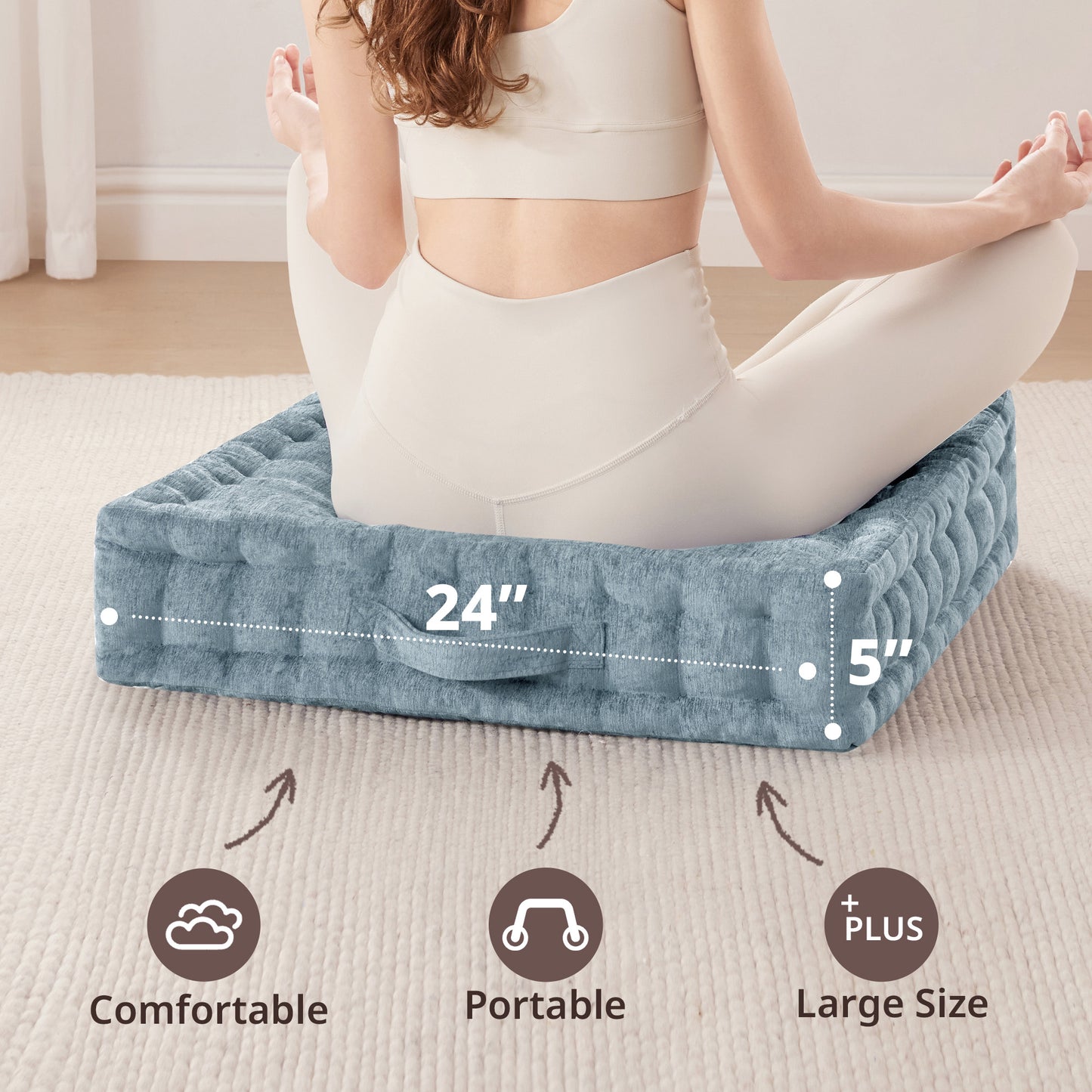 Intelligent Design Poly Chenille Square Floor Pillow Cushion
