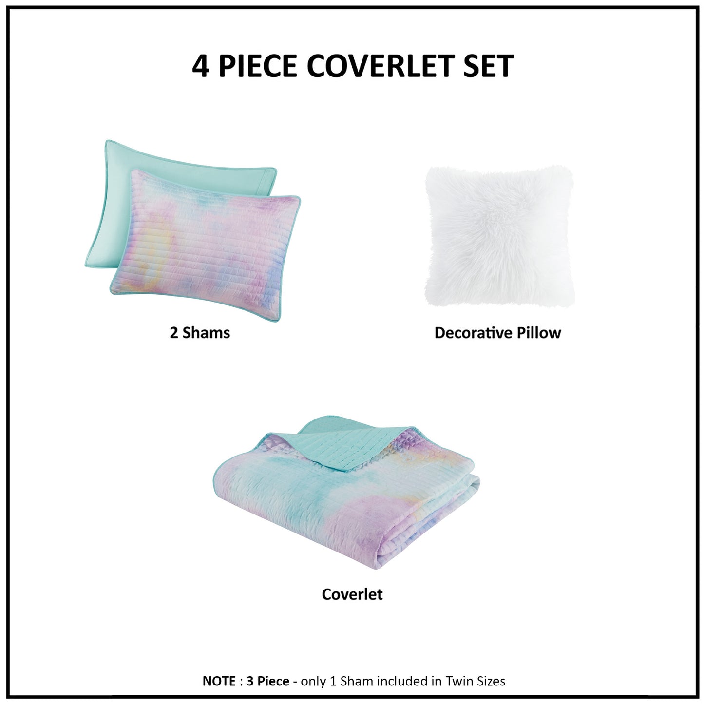 Intelligent Design Watercolor Tie Dye Printed Quilt Set with Throw Pillow