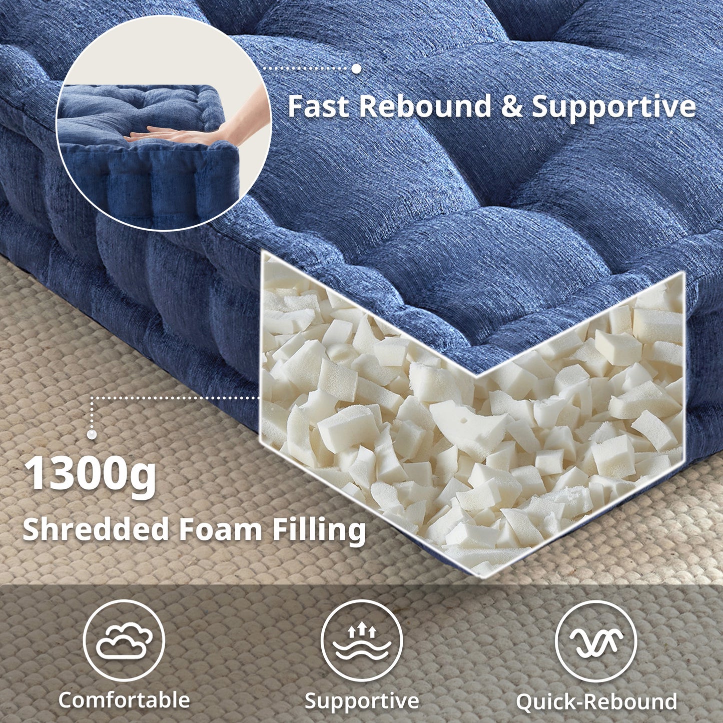 Intelligent Design Poly Chenille Square Floor Pillow Cushion