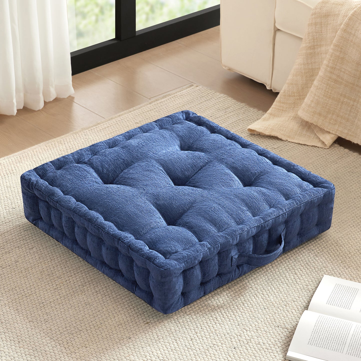 Intelligent Design Poly Chenille Square Floor Pillow Cushion