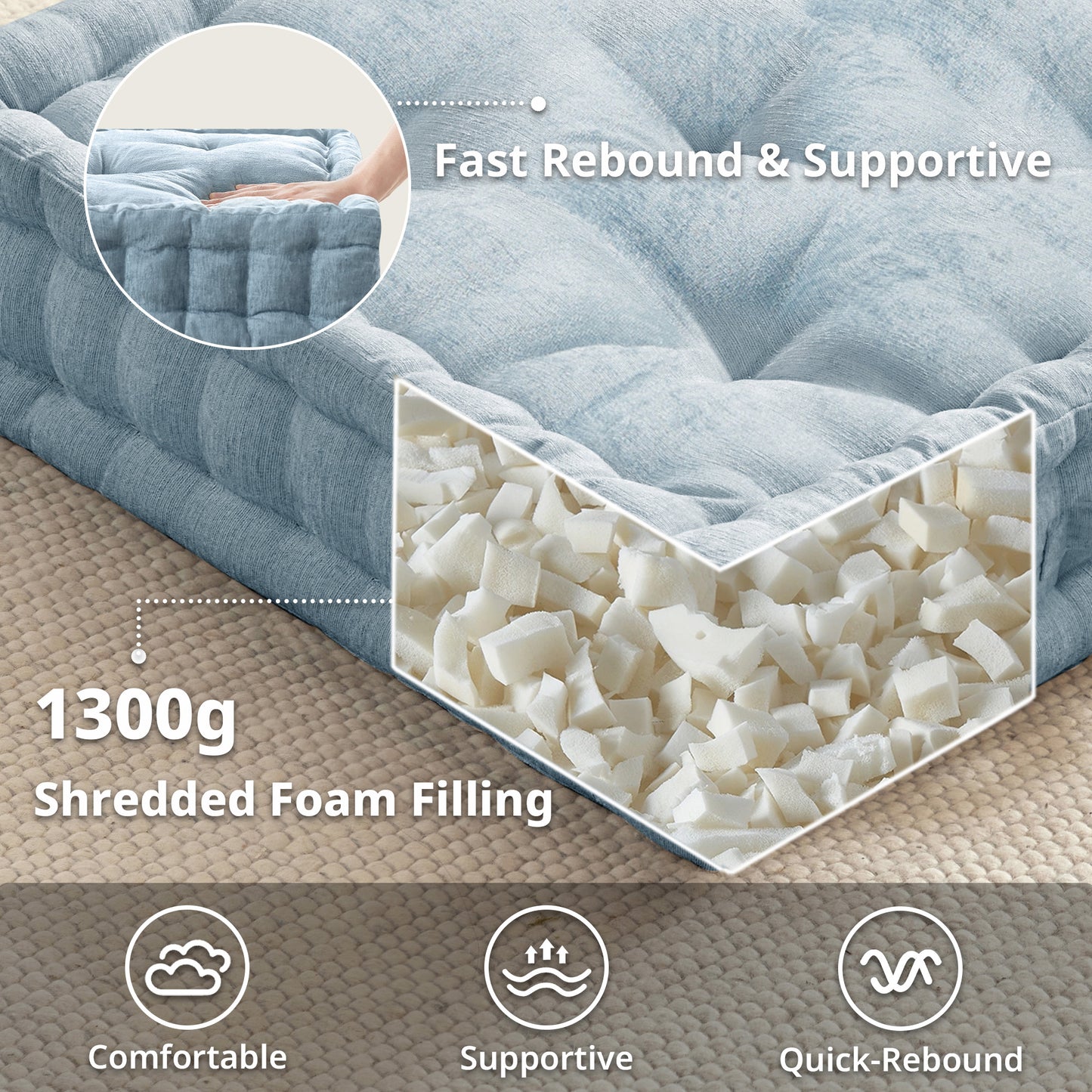 Intelligent Design Poly Chenille Square Floor Pillow Cushion
