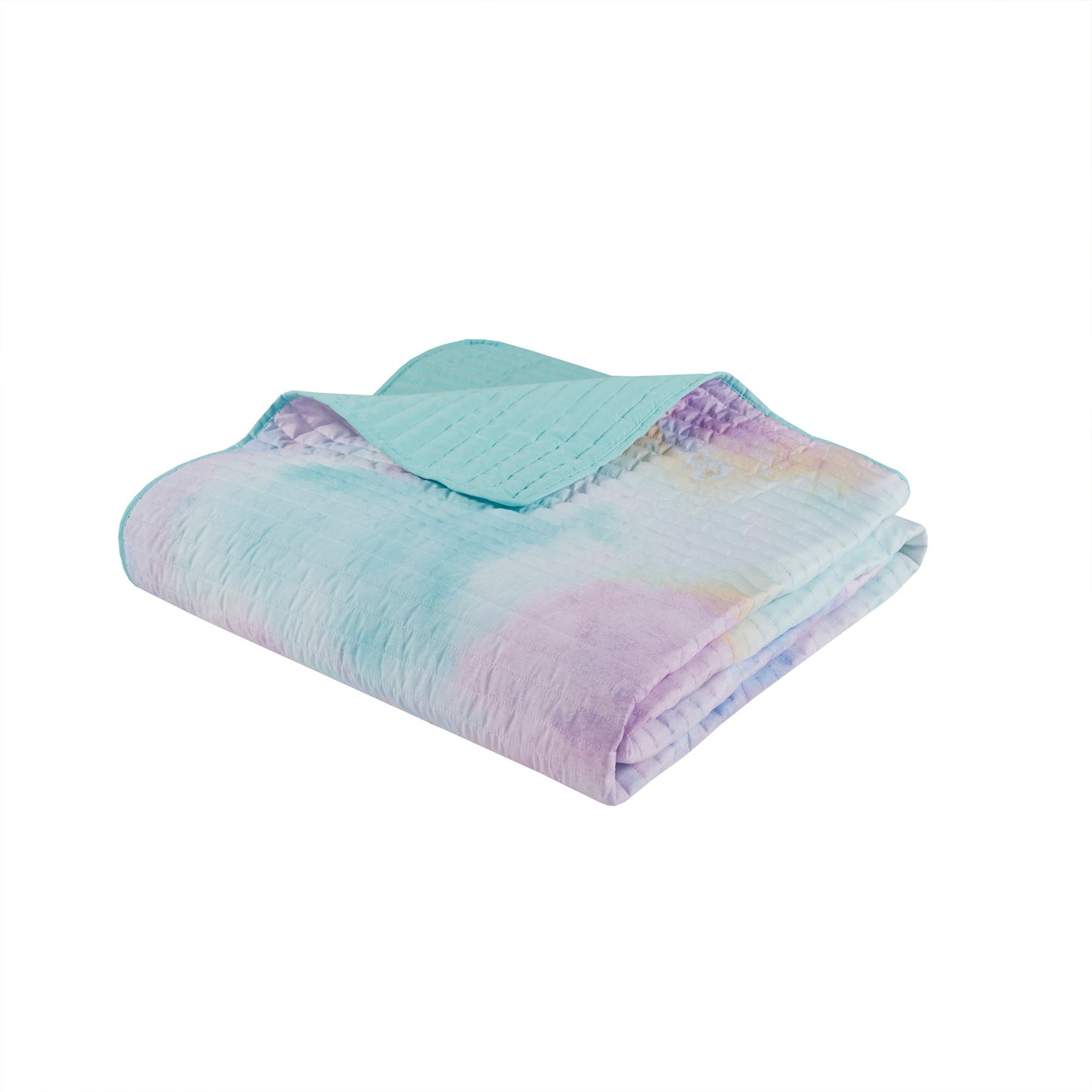 Intelligent Design Watercolor Tie Dye Printed Quilt Set with Throw Pillow