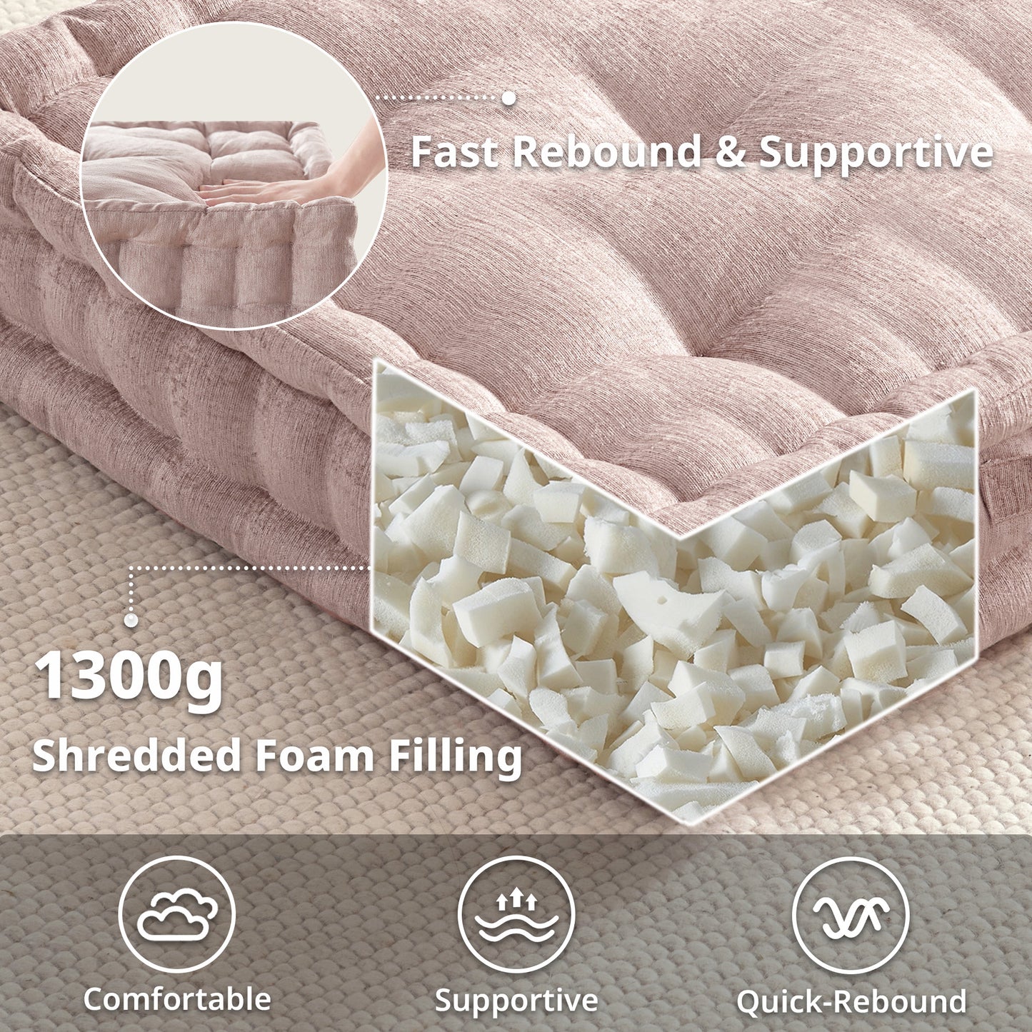 Intelligent Design Poly Chenille Square Floor Pillow Cushion