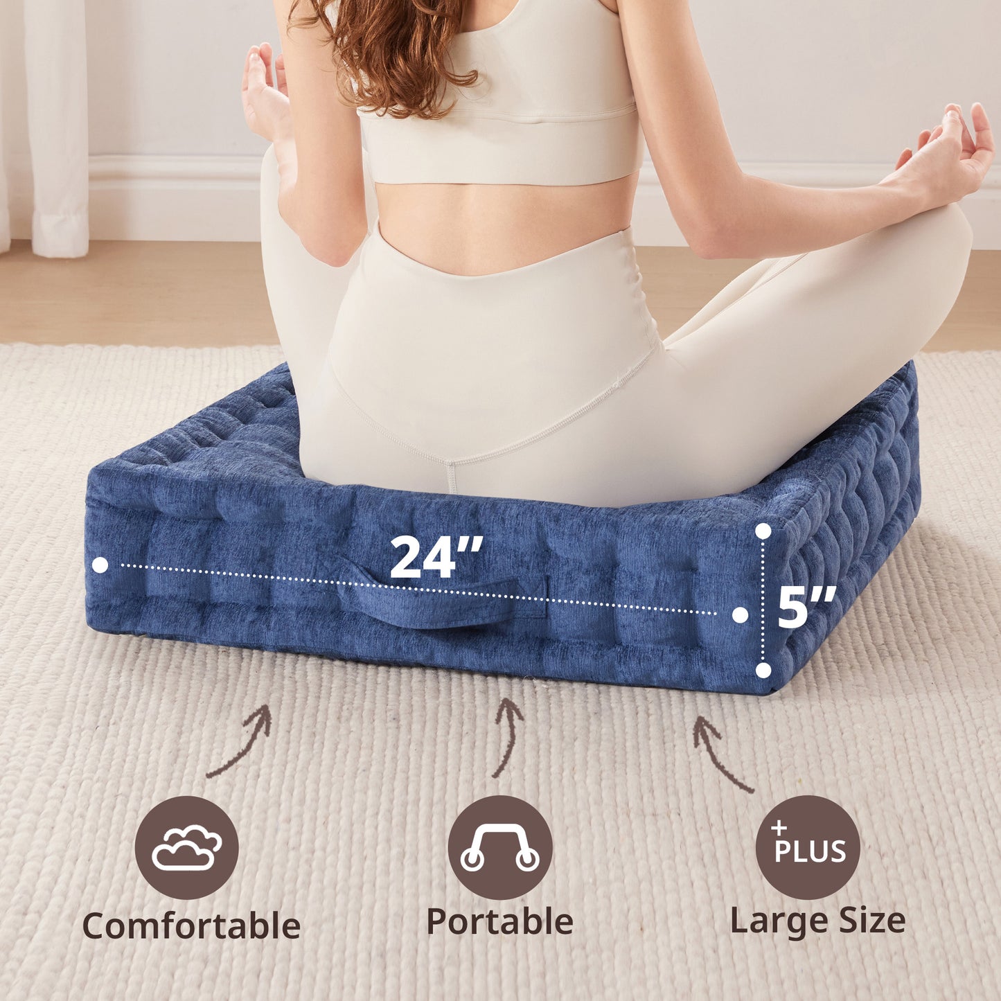 Intelligent Design Poly Chenille Square Floor Pillow Cushion