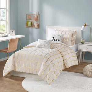 Raina Metallic Printed Duvet Cover Set