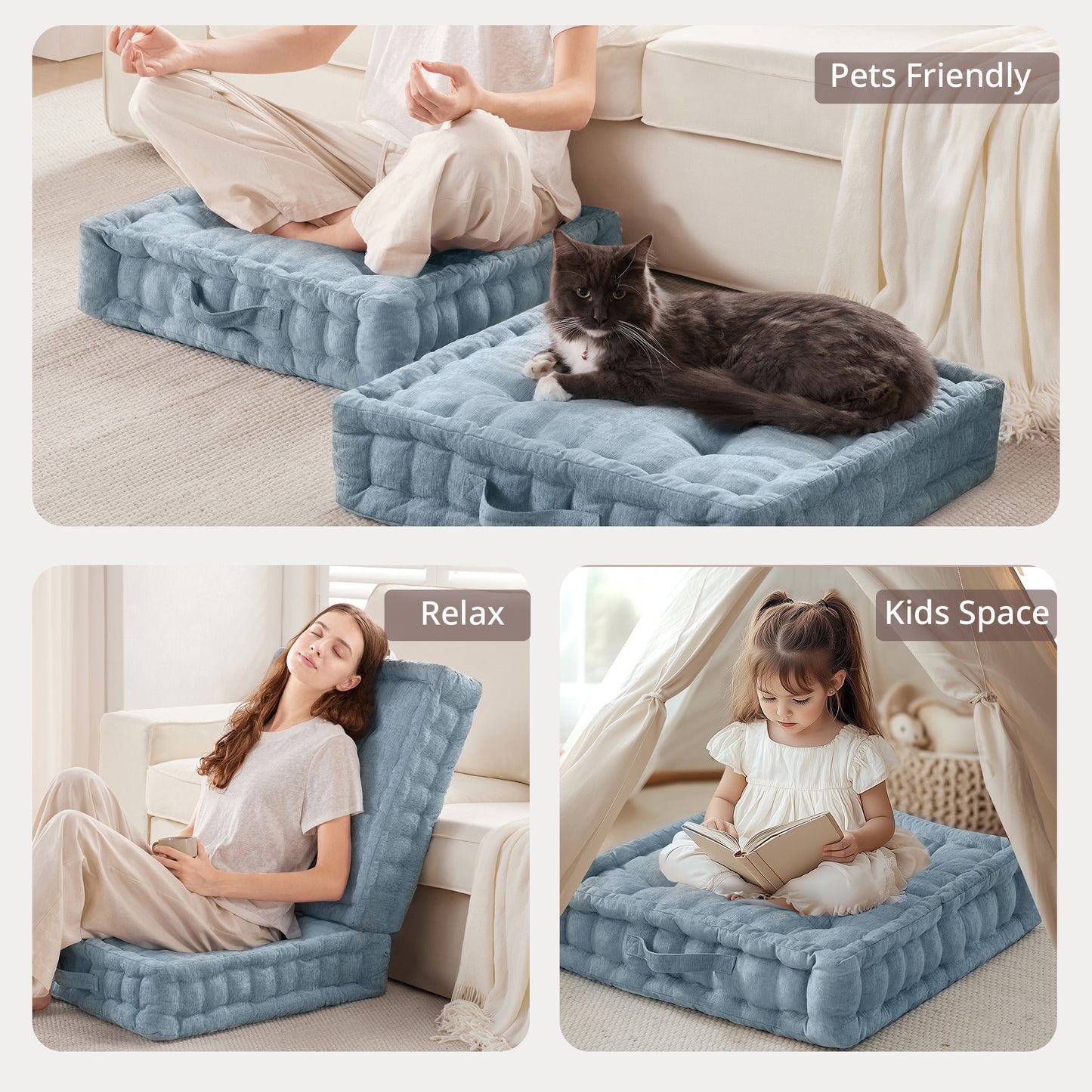 Intelligent Design Poly Chenille Square Floor Pillow Cushion