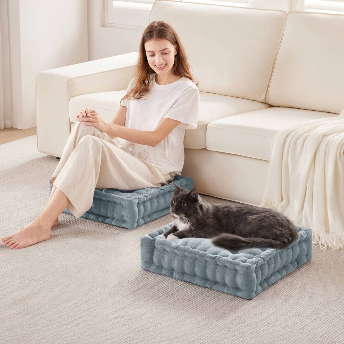Intelligent Design Poly Chenille Square Floor Pillow Cushion