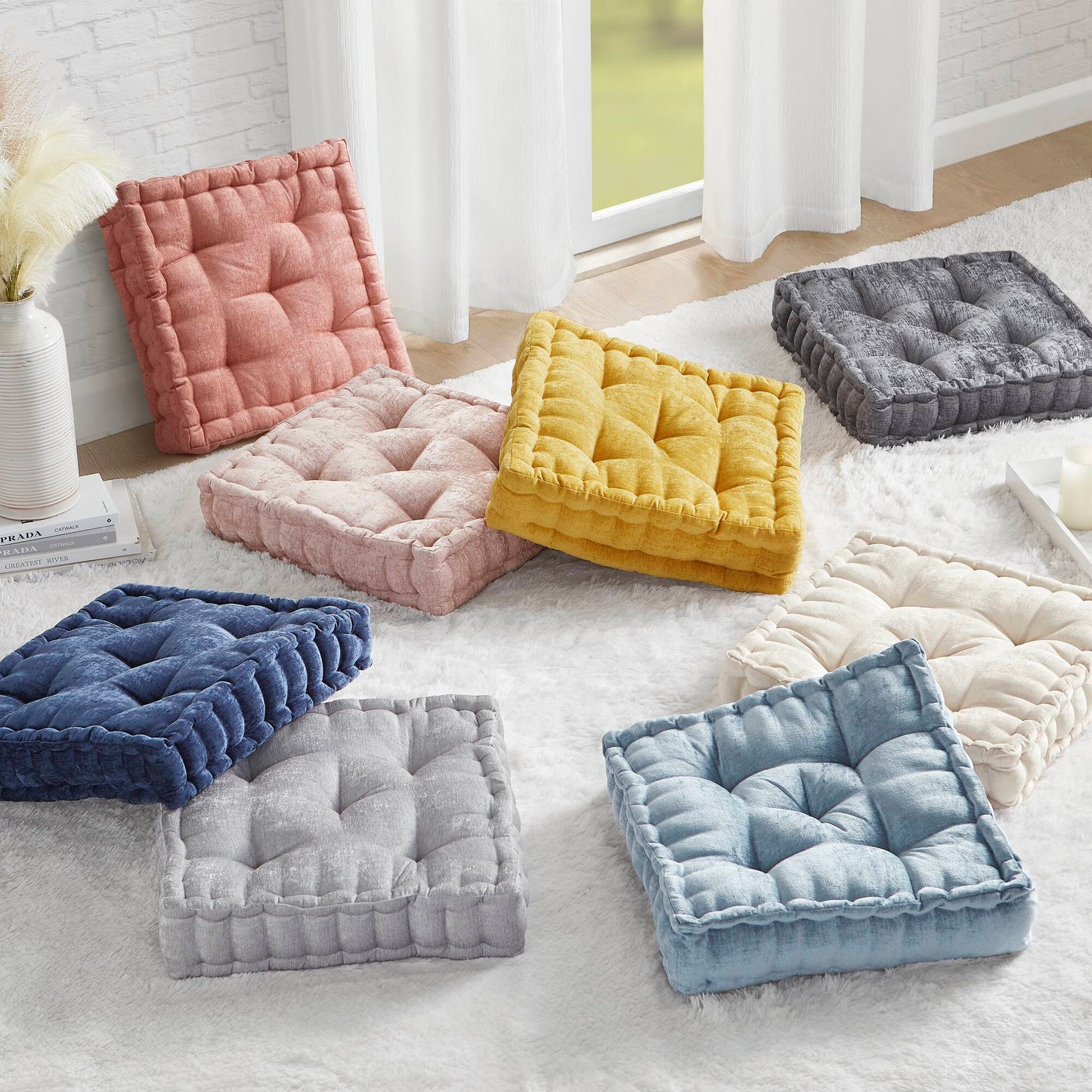 Intelligent Design Poly Chenille Square Floor Pillow Cushion
