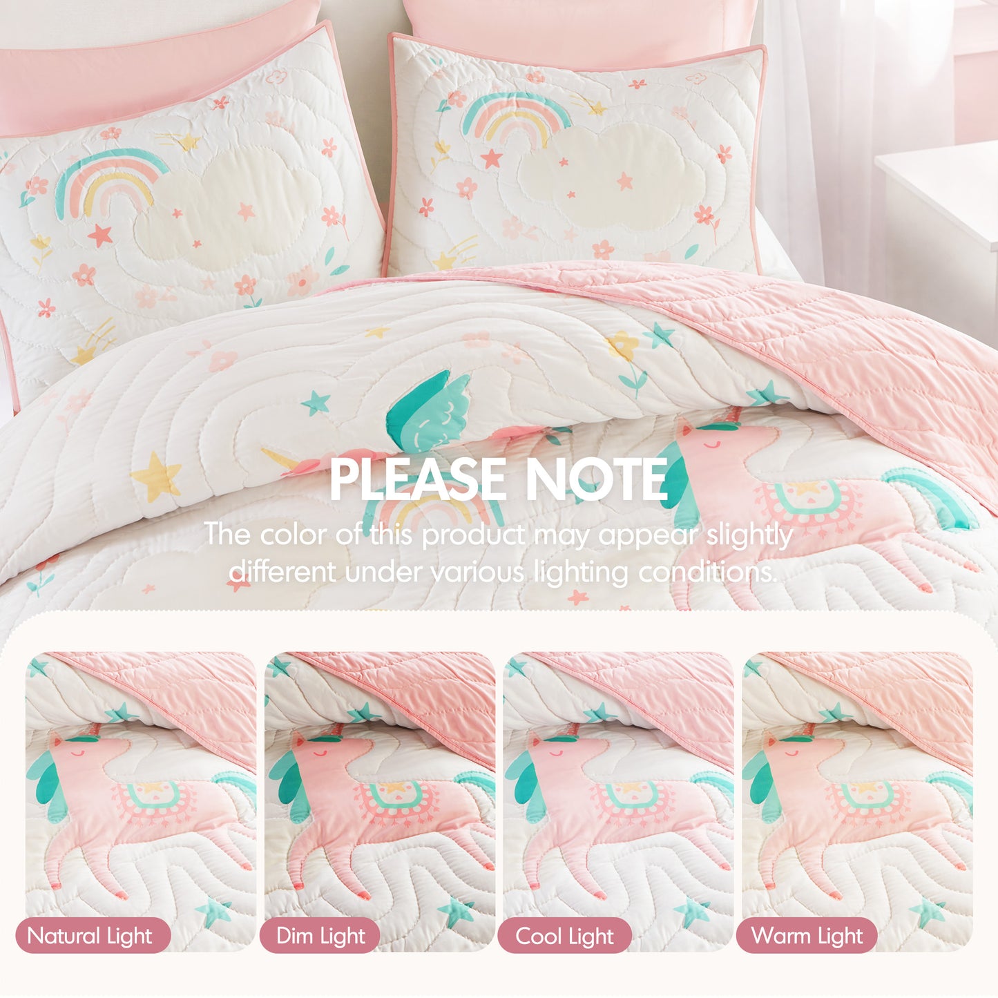 Unicorn Dream Plush Detail 3D Hand-stitched Quilt Set