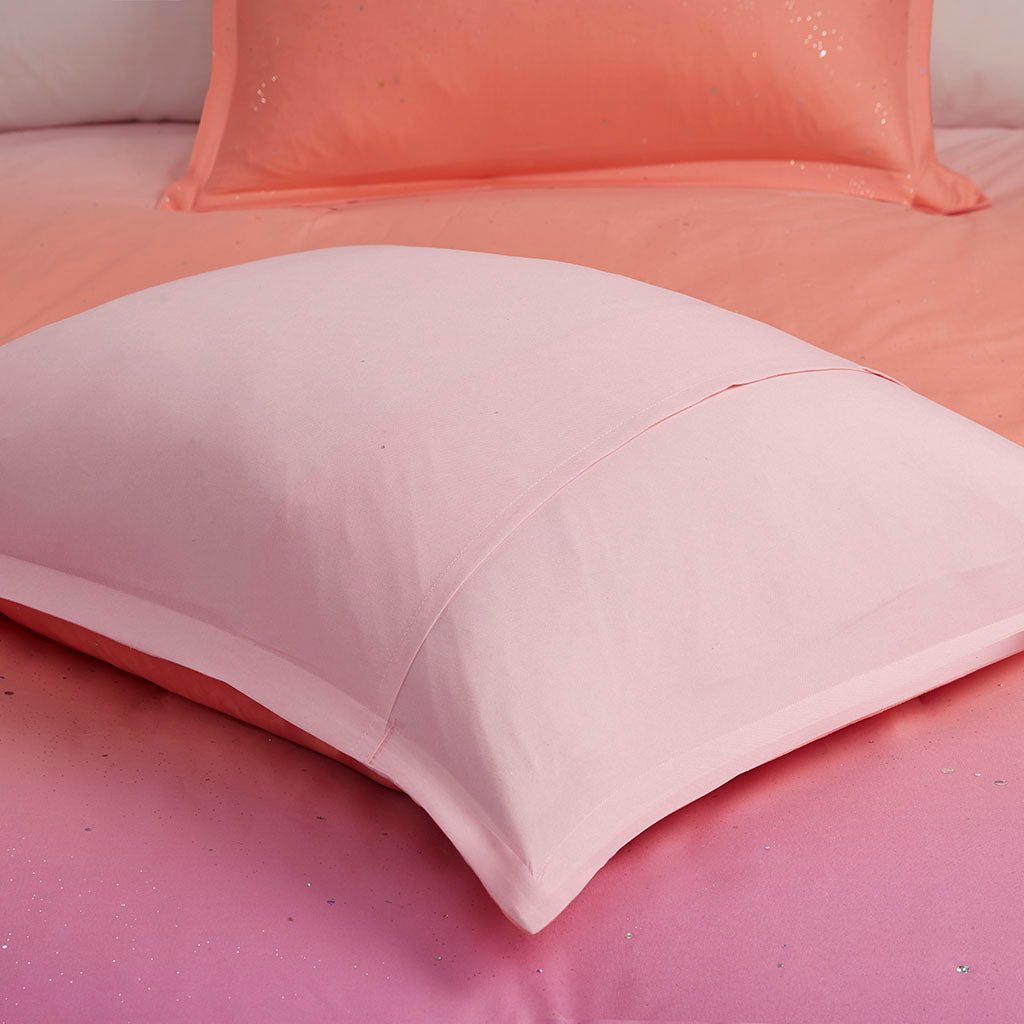 Glimmer Metallic Glitter Printed Reversible Duvet Cover Set
