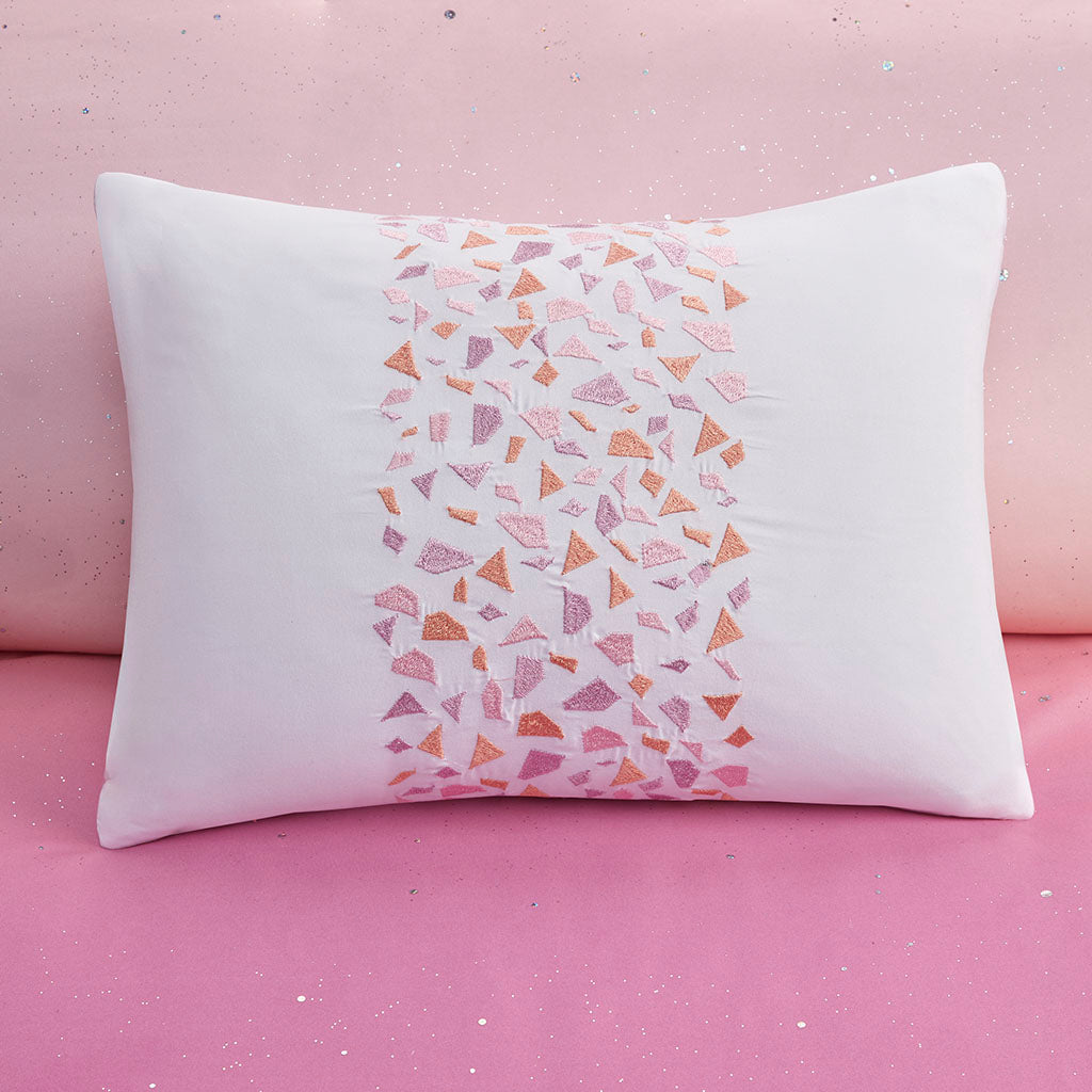 Glimmer Metallic Glitter Printed Reversible Duvet Cover Set