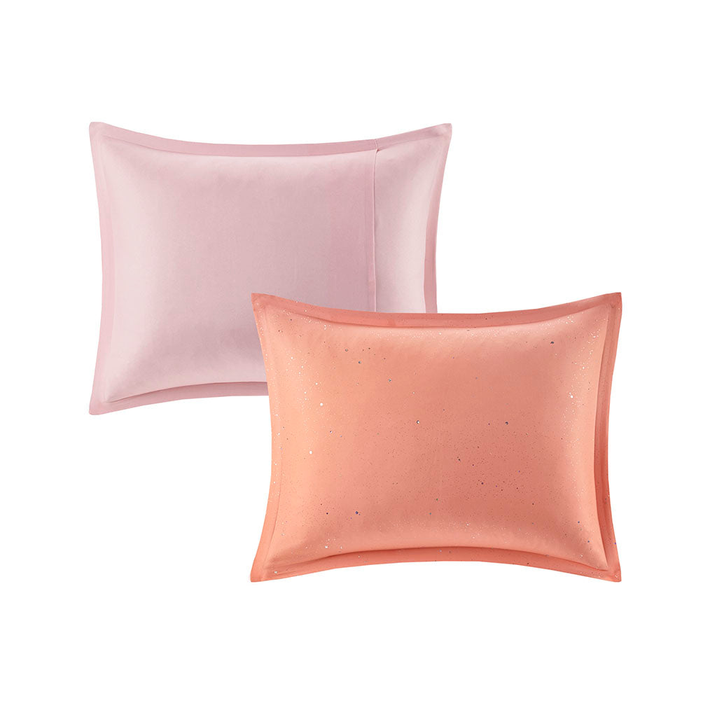 Glimmer Metallic Glitter Printed Reversible Duvet Cover Set