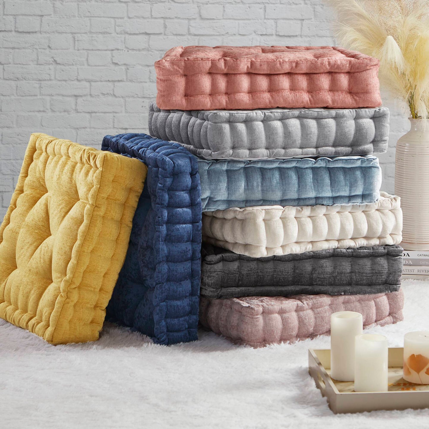 Intelligent Design Poly Chenille Square Floor Pillow Cushion