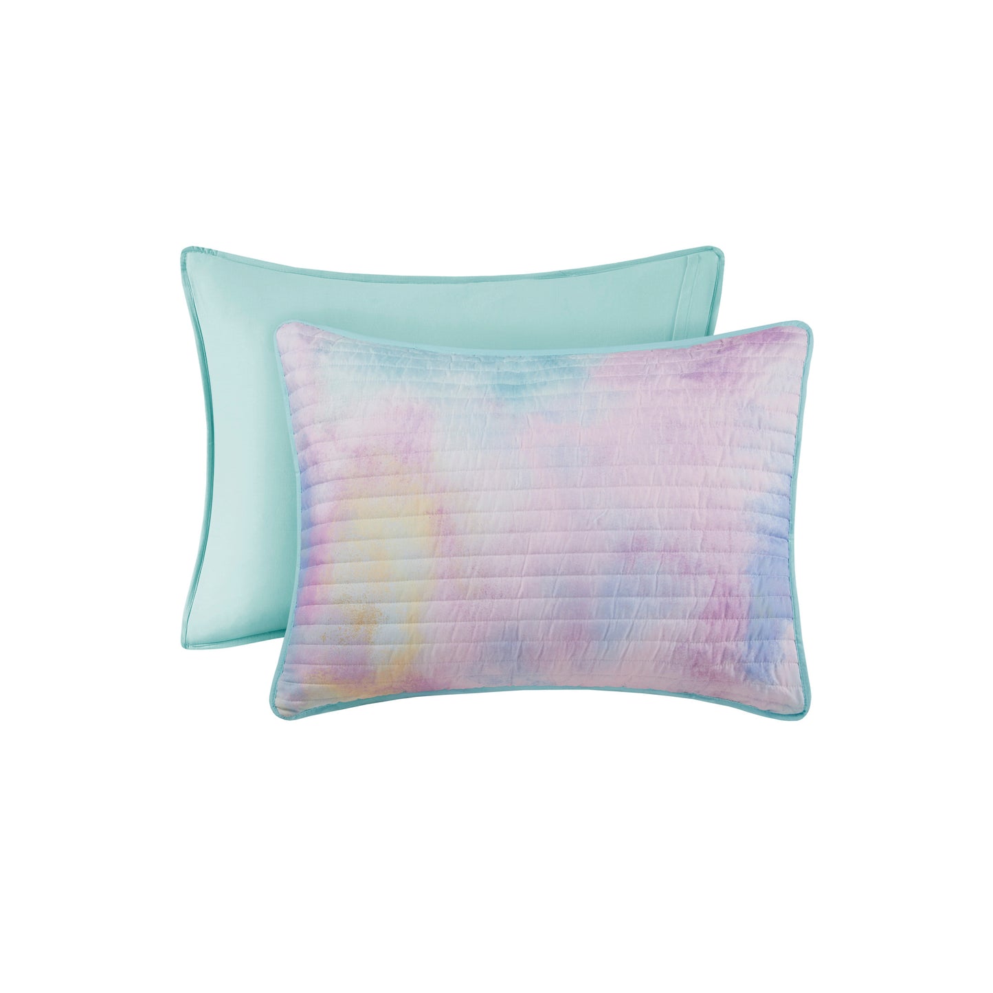 Intelligent Design Watercolor Tie Dye Printed Quilt Set with Throw Pillow