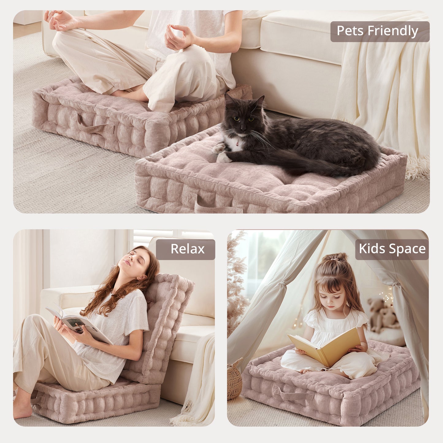 Intelligent Design Poly Chenille Square Floor Pillow Cushion
