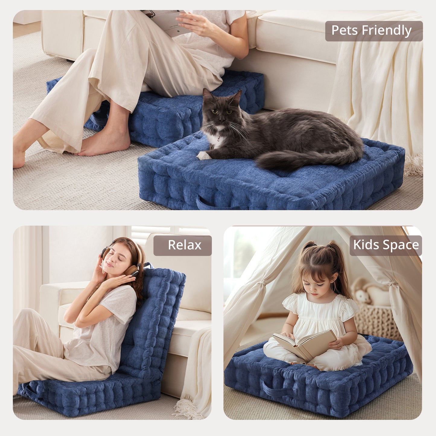 Intelligent Design Poly Chenille Square Floor Pillow Cushion
