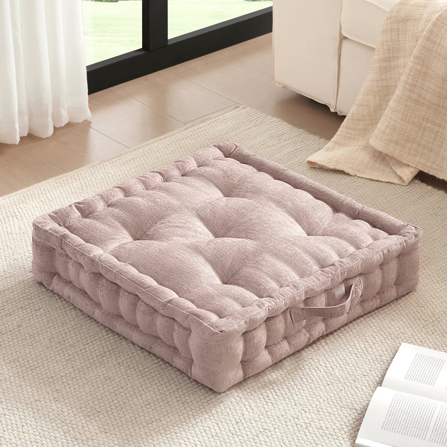 Intelligent Design Poly Chenille Square Floor Pillow Cushion