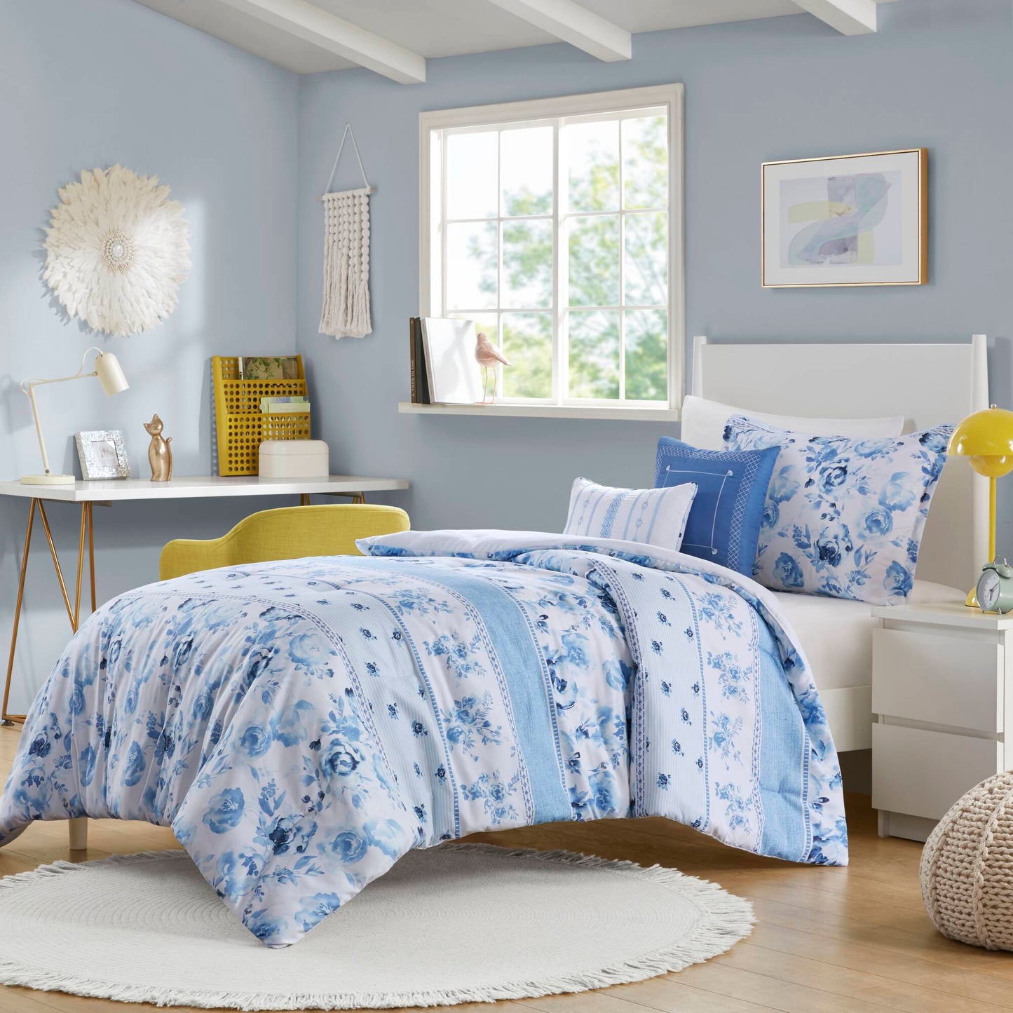 Christa Floral Striped Comforter Set