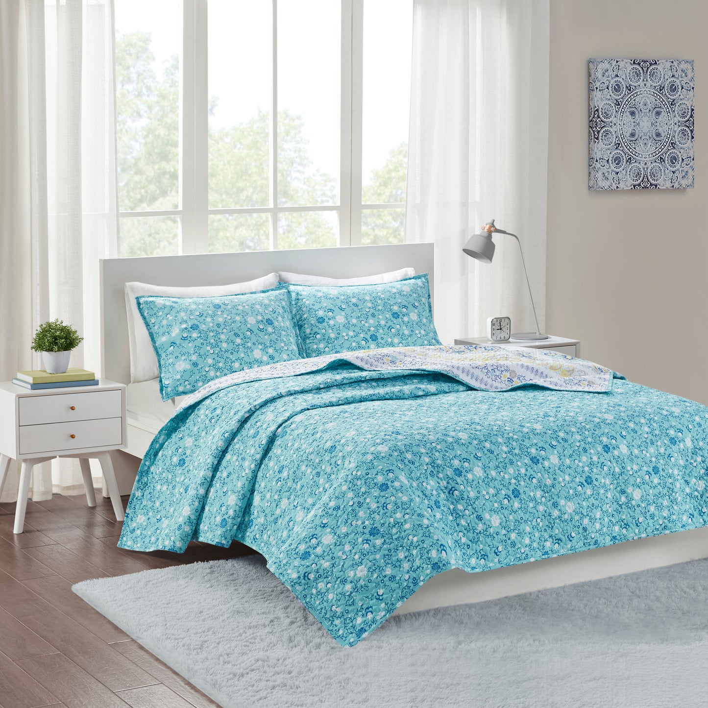Tatiana Printed Reversible Cotton Coverlet Set
