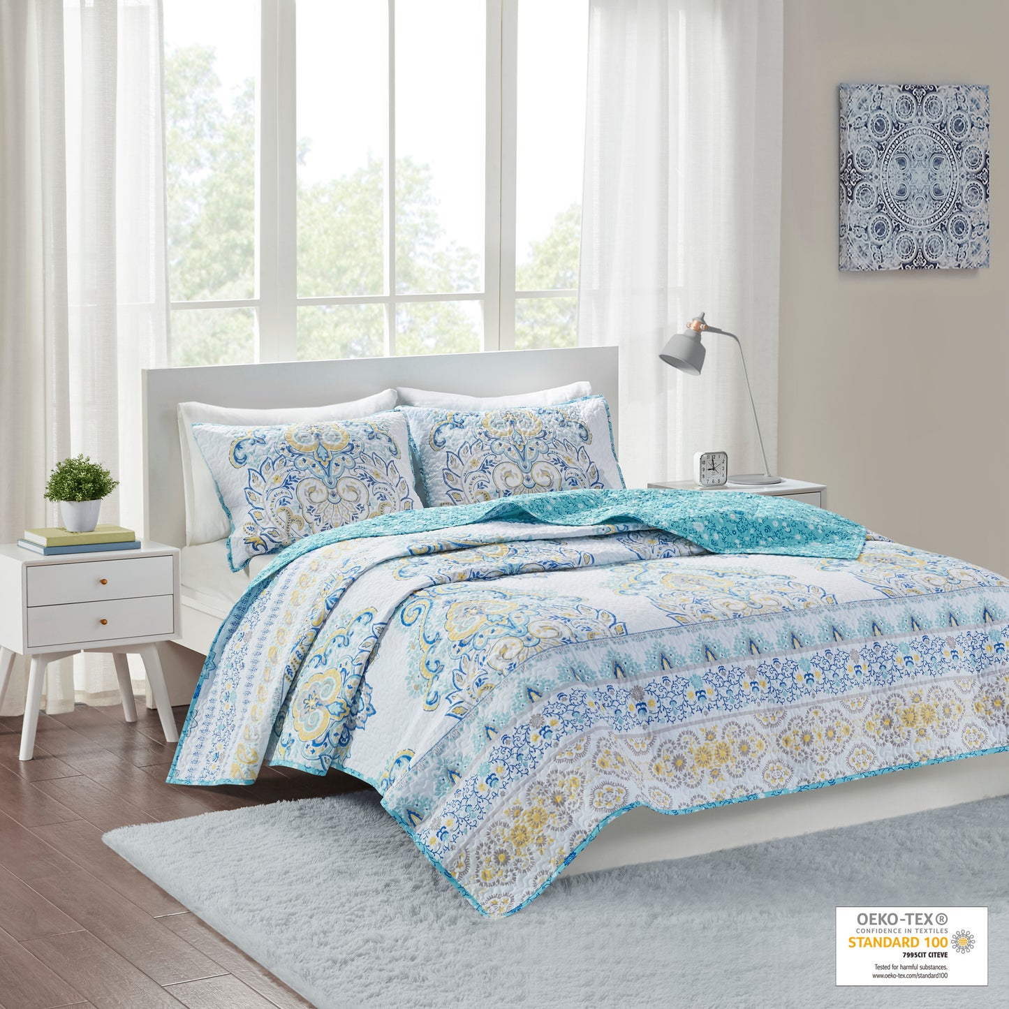 Tatiana Printed Reversible Cotton Coverlet Set