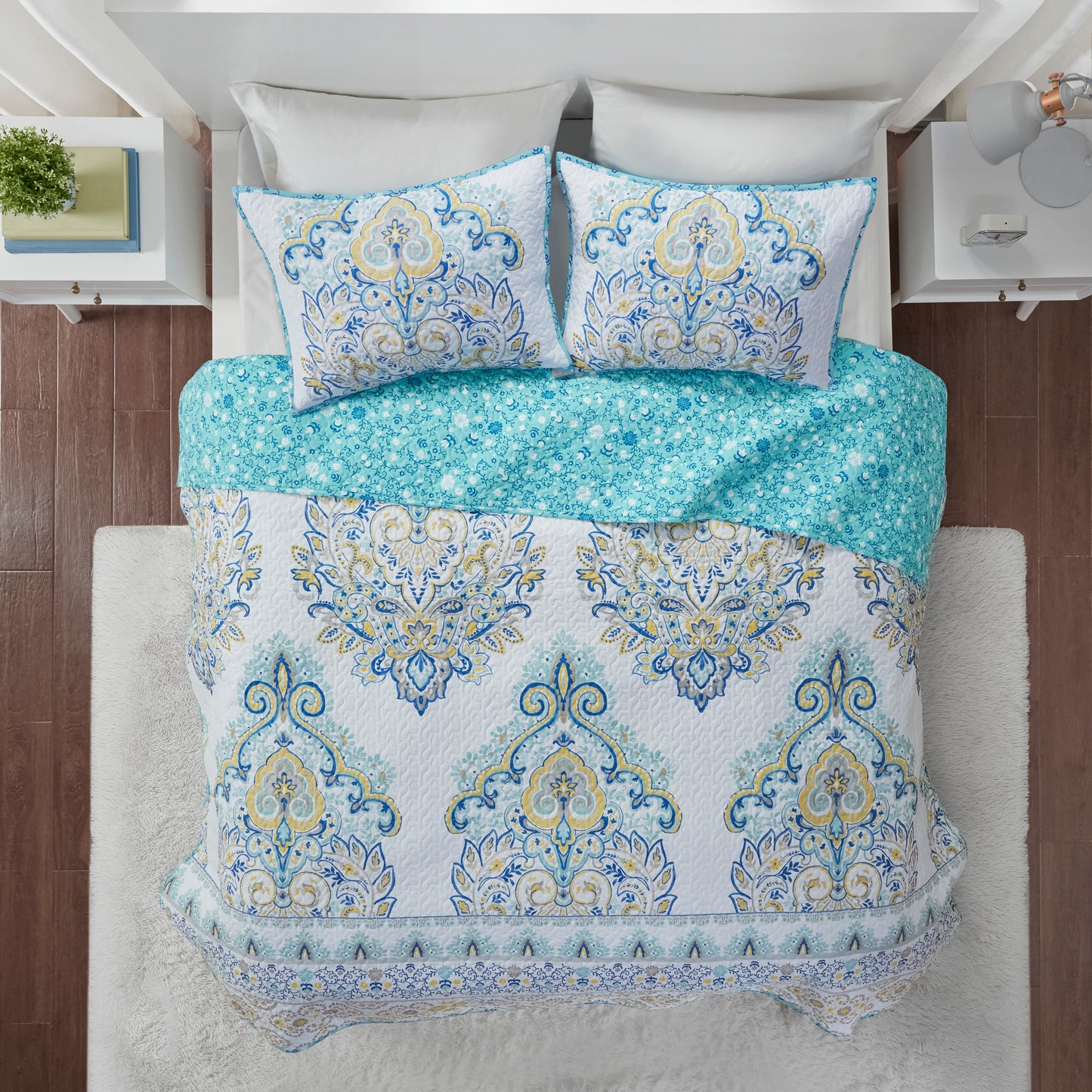 Tatiana Printed Reversible Cotton Coverlet Set