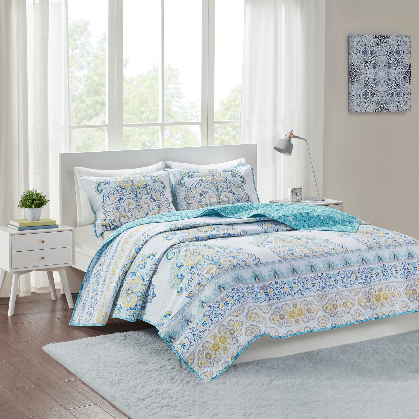 Tatiana Printed Reversible Cotton Coverlet Set