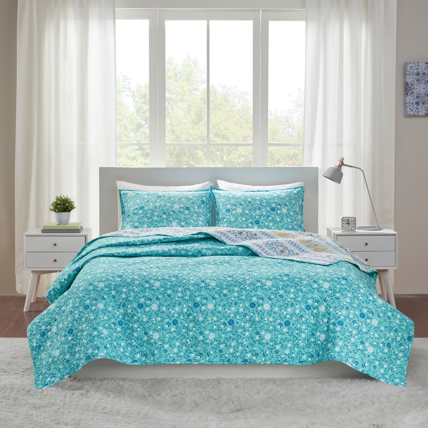 Tatiana Printed Reversible Cotton Coverlet Set