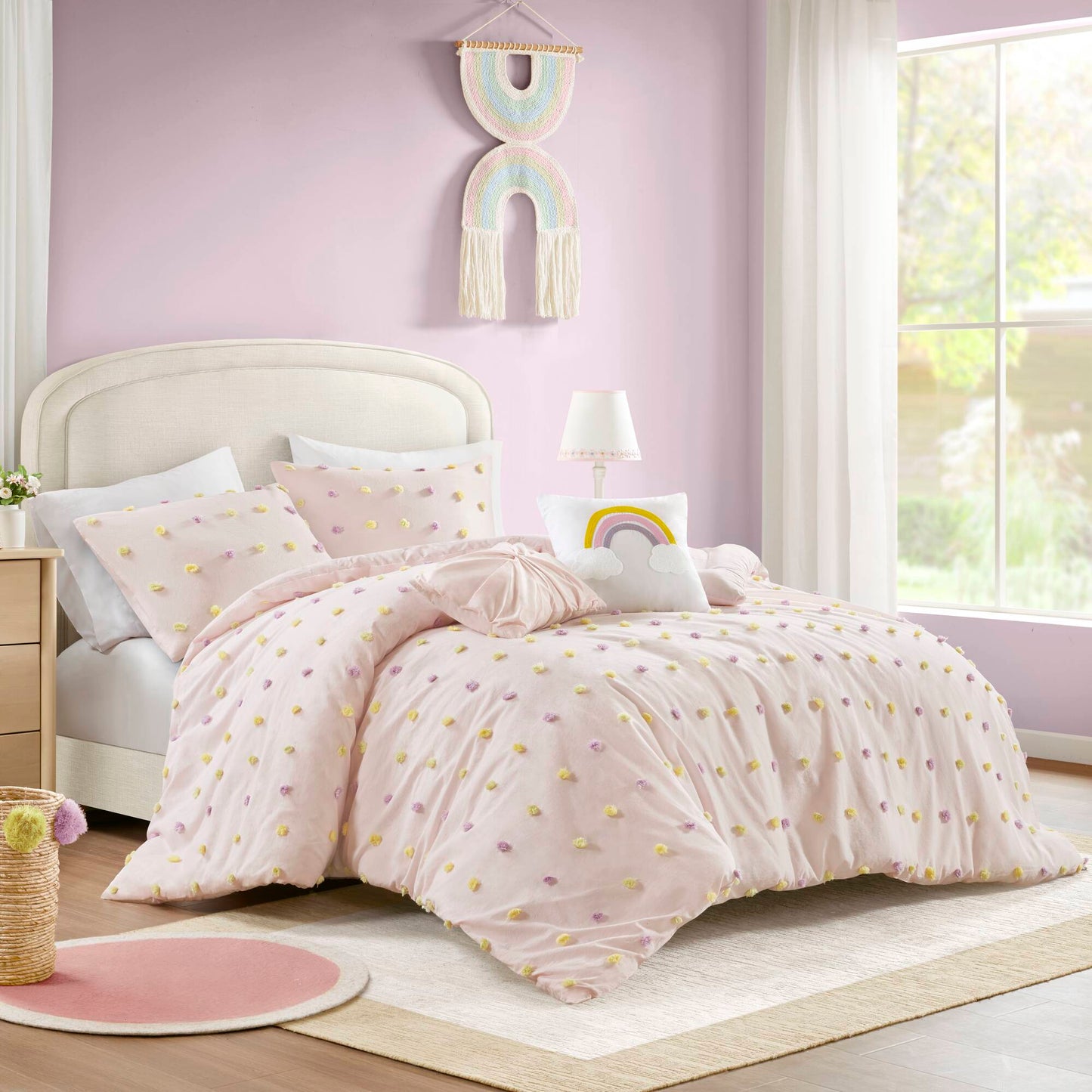 Callie Cotton Jacquard Pom Pom Comforter Set
