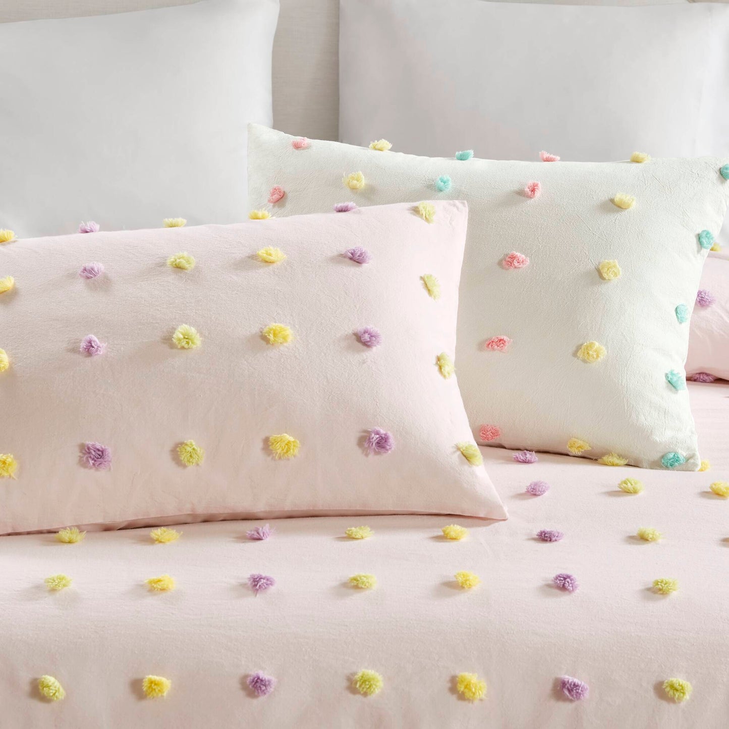Callie Cotton Jacquard Pom Pom Comforter Set