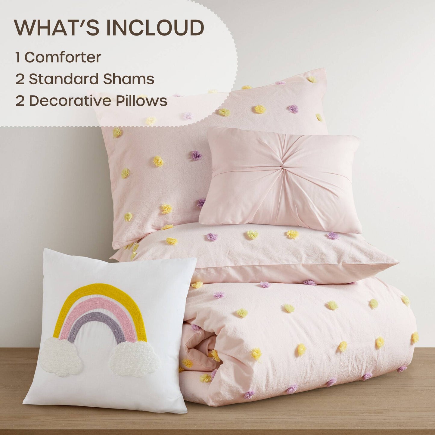 Callie Cotton Jacquard Pom Pom Comforter Set