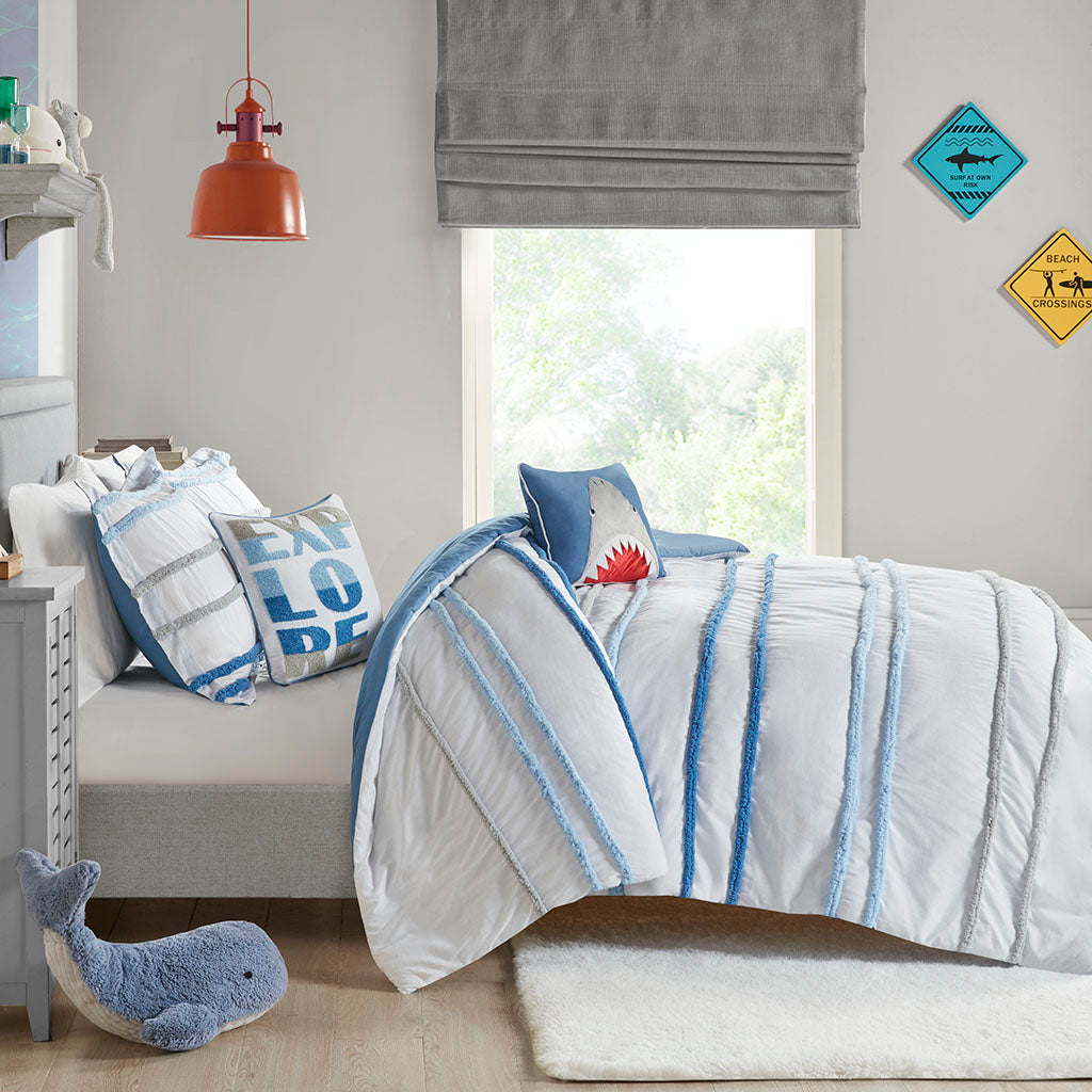 Haisley Cotton Duvet Cover Set with Chenille Trim