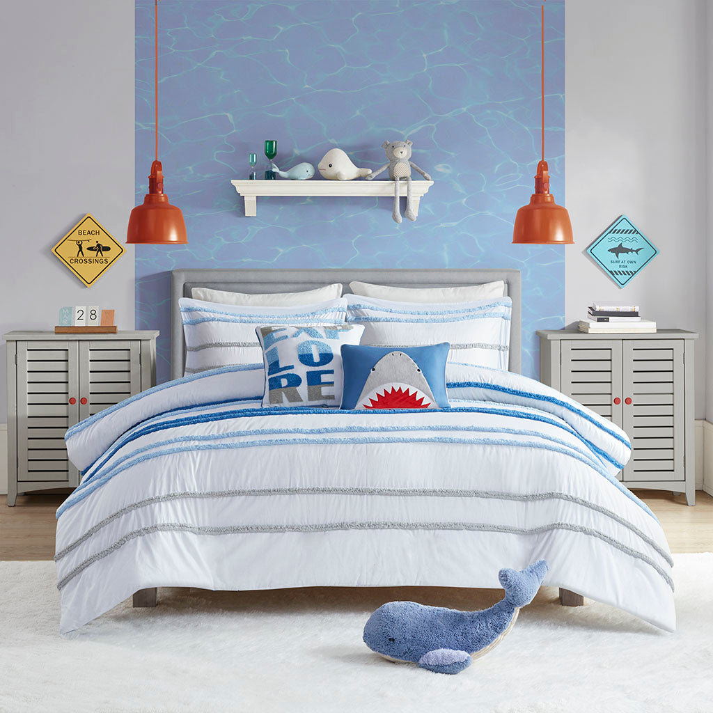 Haisley Cotton Duvet Cover Set with Chenille Trim