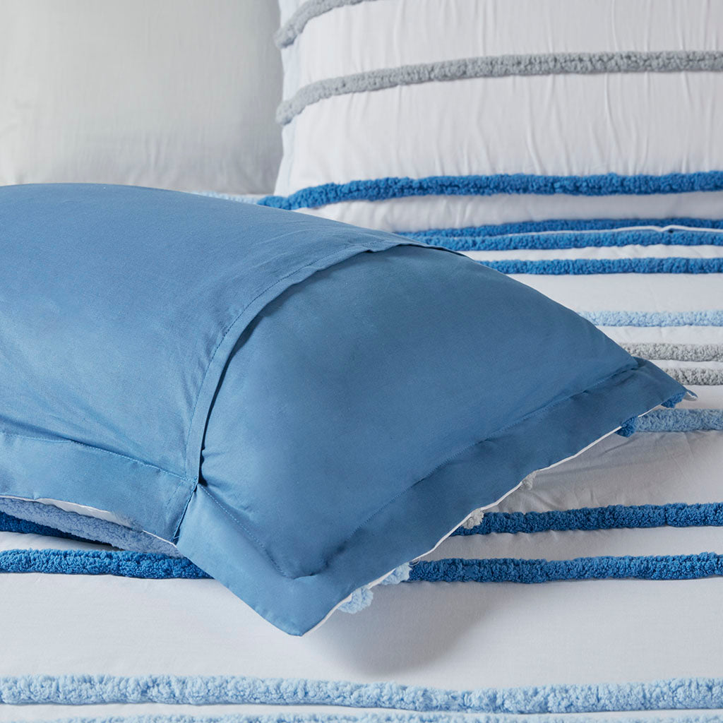 Haisley Cotton Duvet Cover Set with Chenille Trim