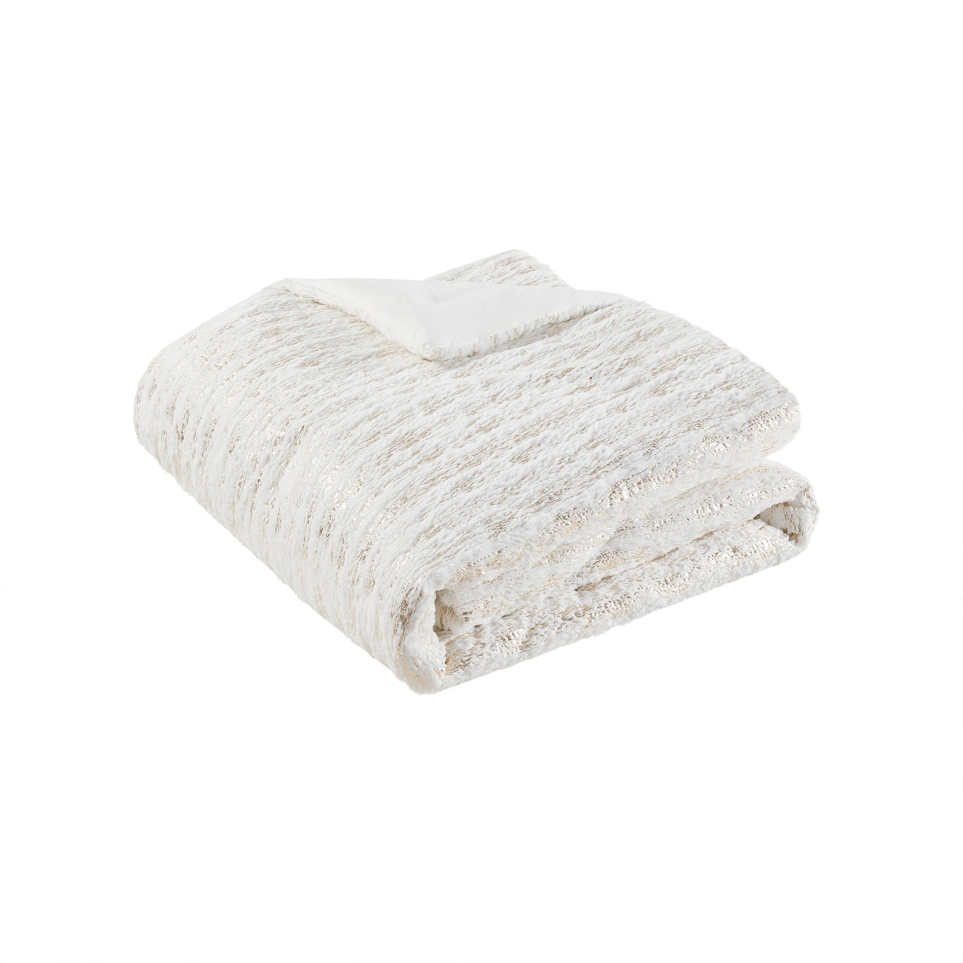 Intelligent Design Metallic Print Faux Fur Comforter Set