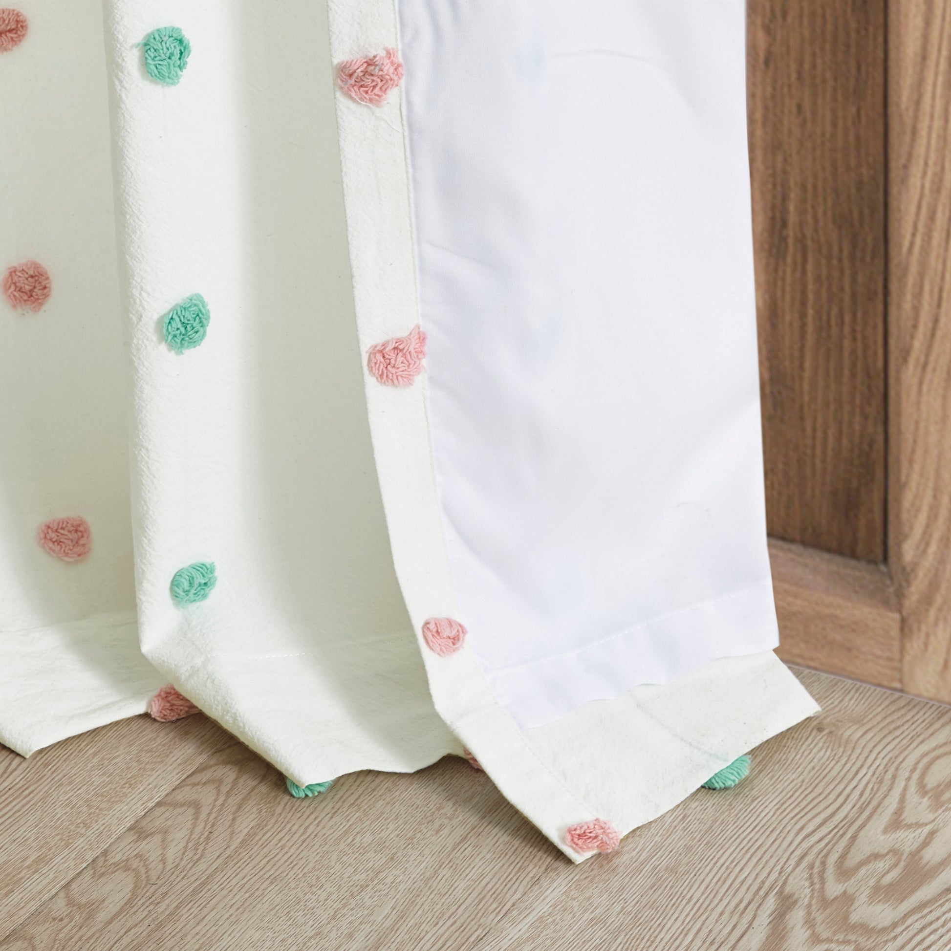 Intelligent Design Cotton Jacquard Pom Pom Curtain Panel