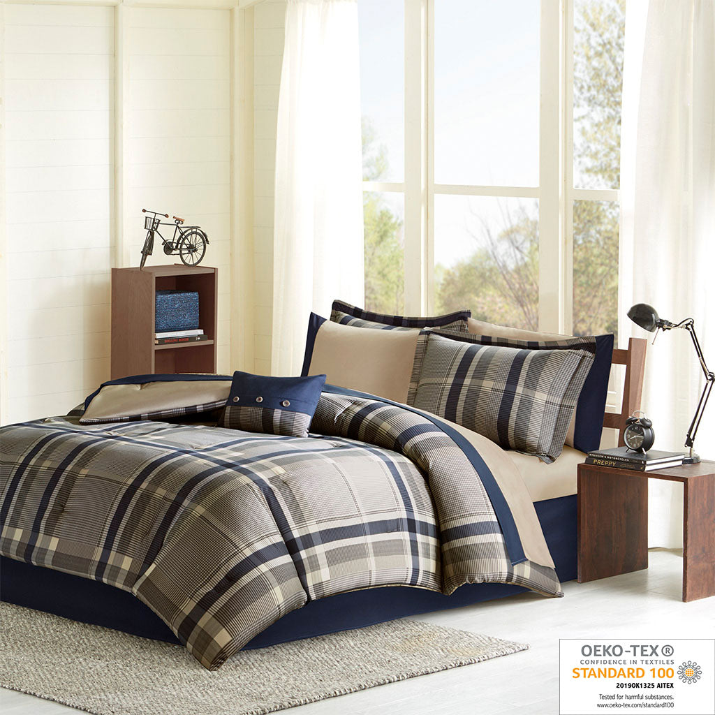 Intelligent Design Plaid Comforter Set with Bed Sheets