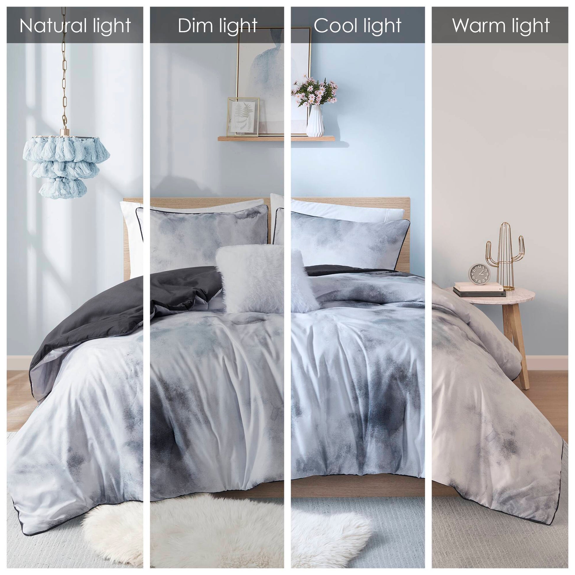 Intelligent Design Watercolor Tie Dye Printed Duvet Cover Set with Throw Pillow