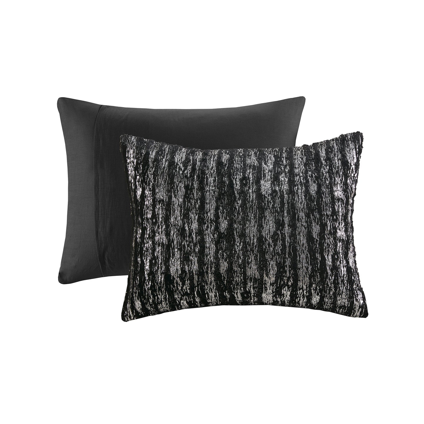 Intelligent Design Metallic Print Faux Fur Comforter Set