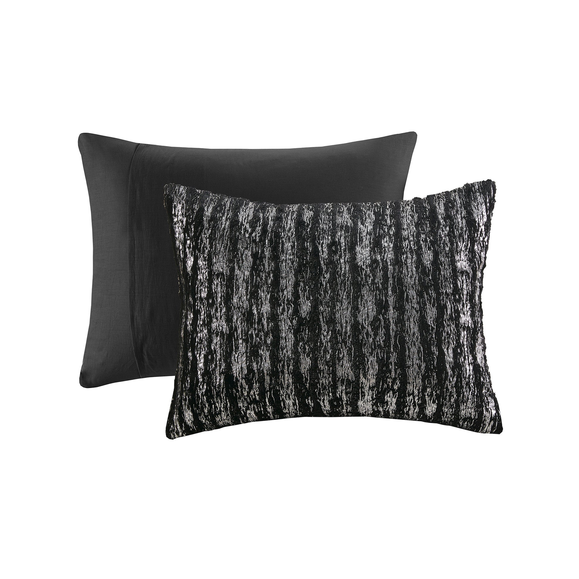 Intelligent Design Metallic Print Faux Fur Comforter Set