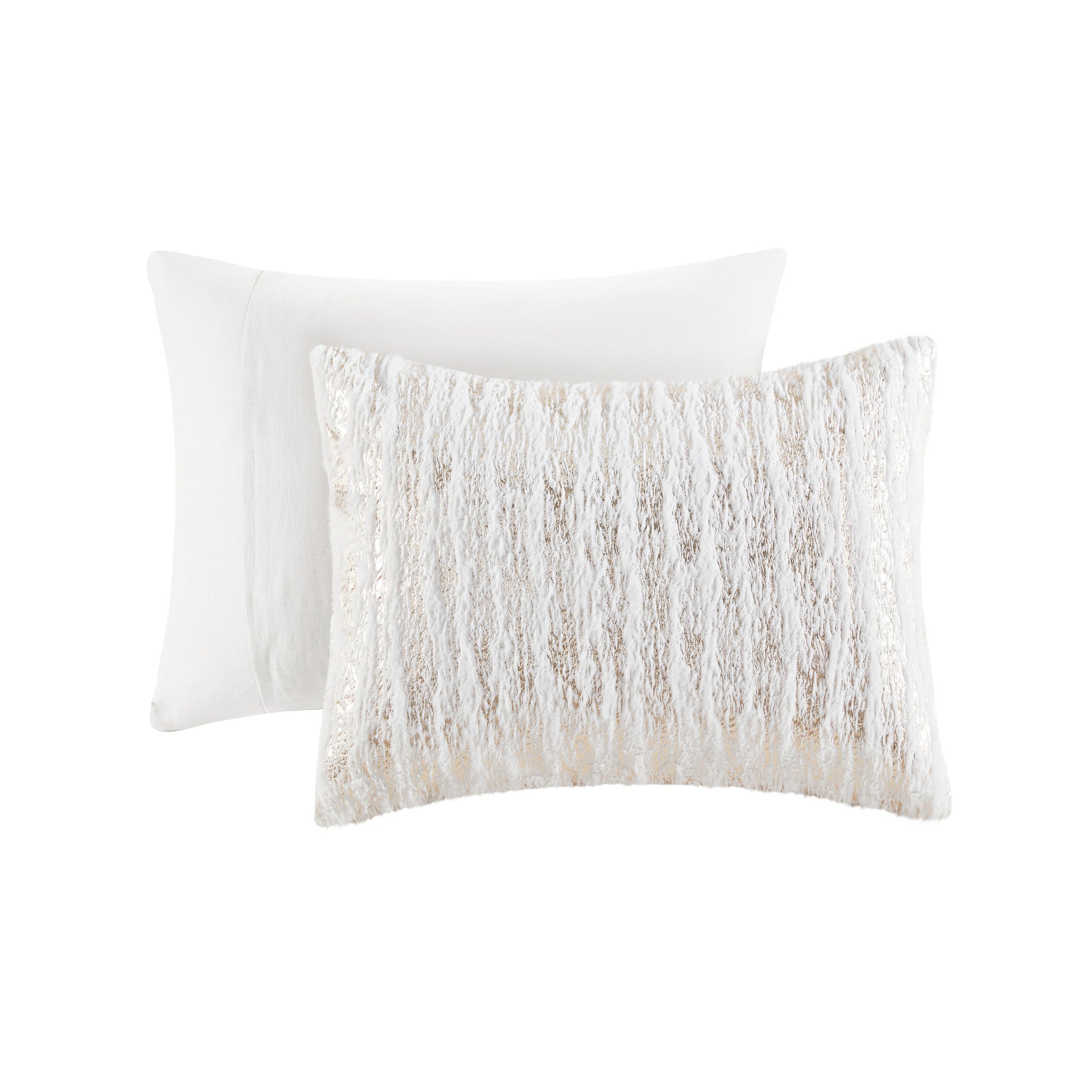 Intelligent Design Metallic Print Faux Fur Comforter Set