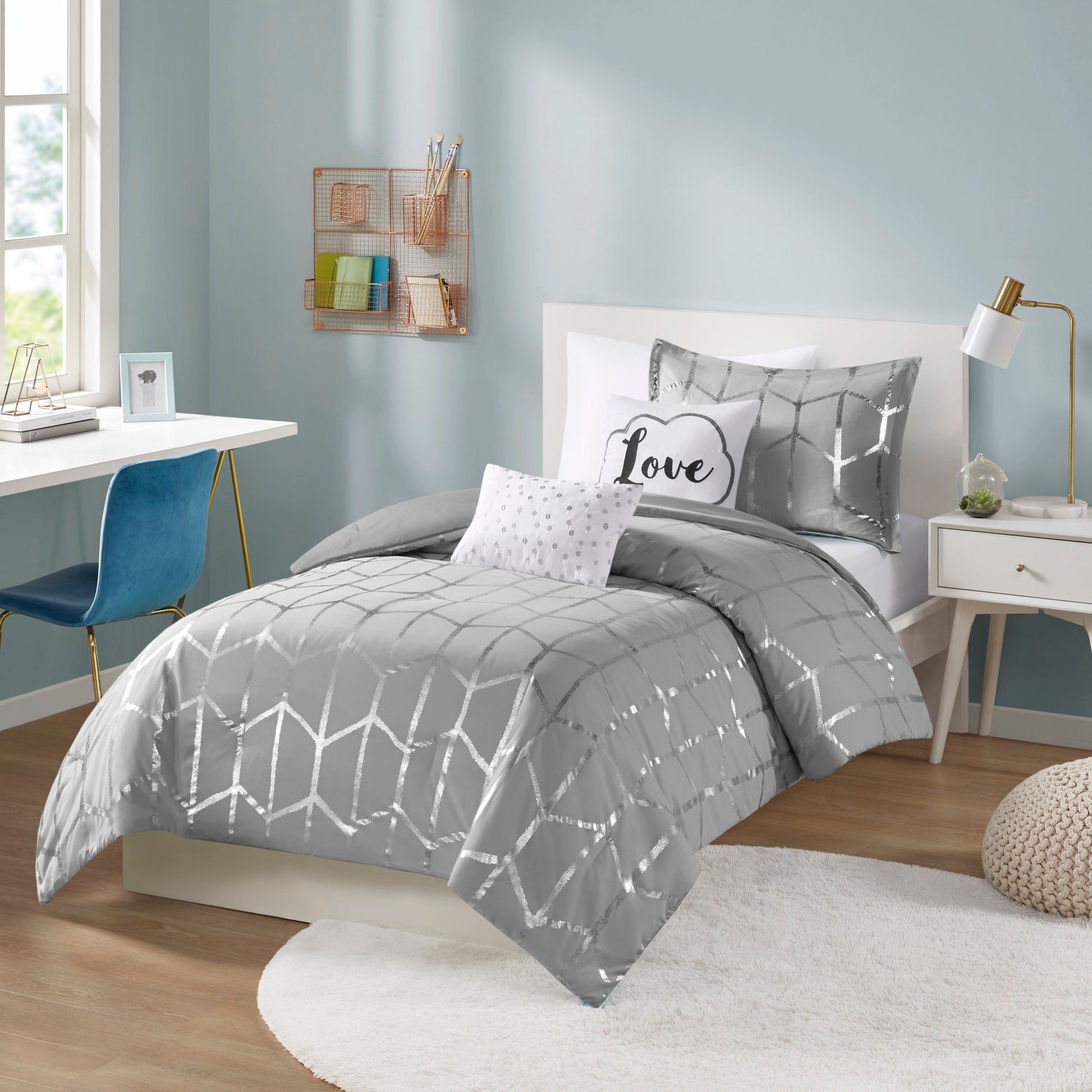 Intelligent Design Metallic Printed Duvet Cover Set