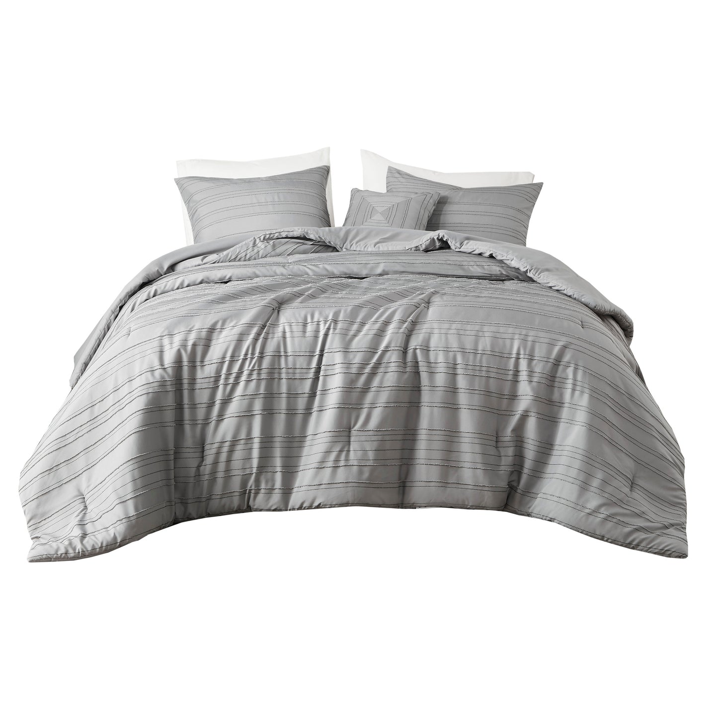 Intelligent Design Cationic Dyed Clip Jacquard Comforter Set with Throw Pillow