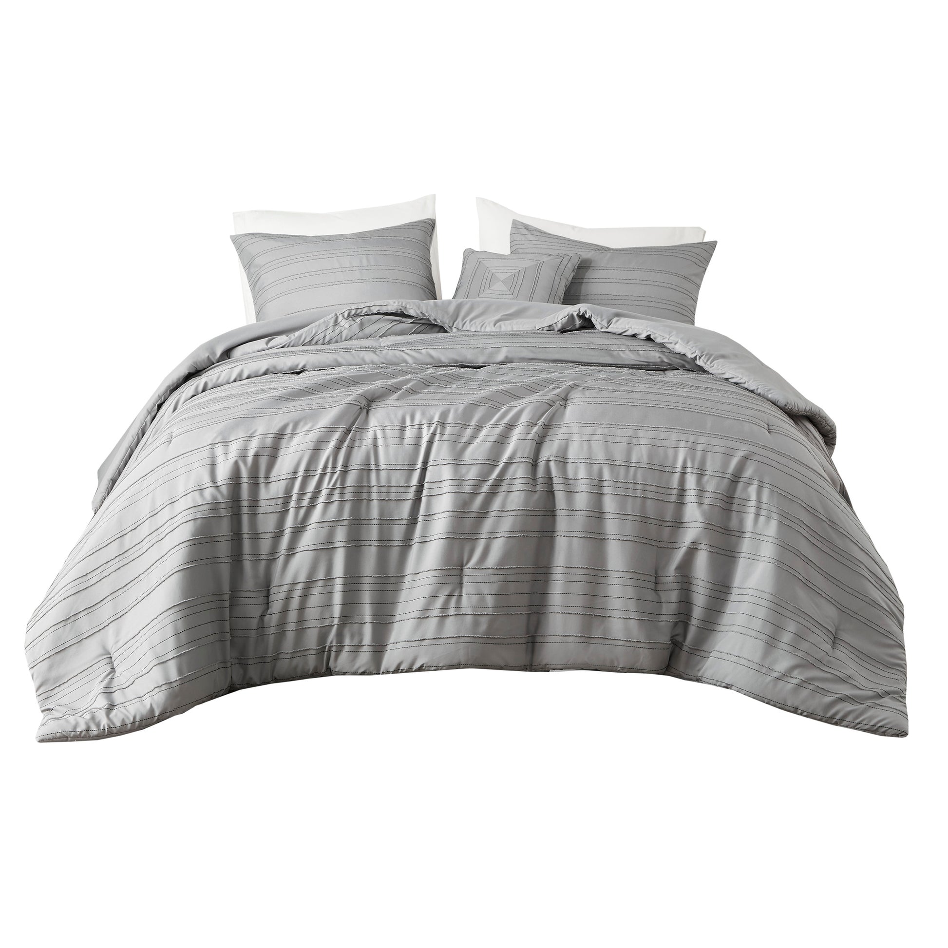 Intelligent Design Cationic Dyed Clip Jacquard Comforter Set with Throw Pillow