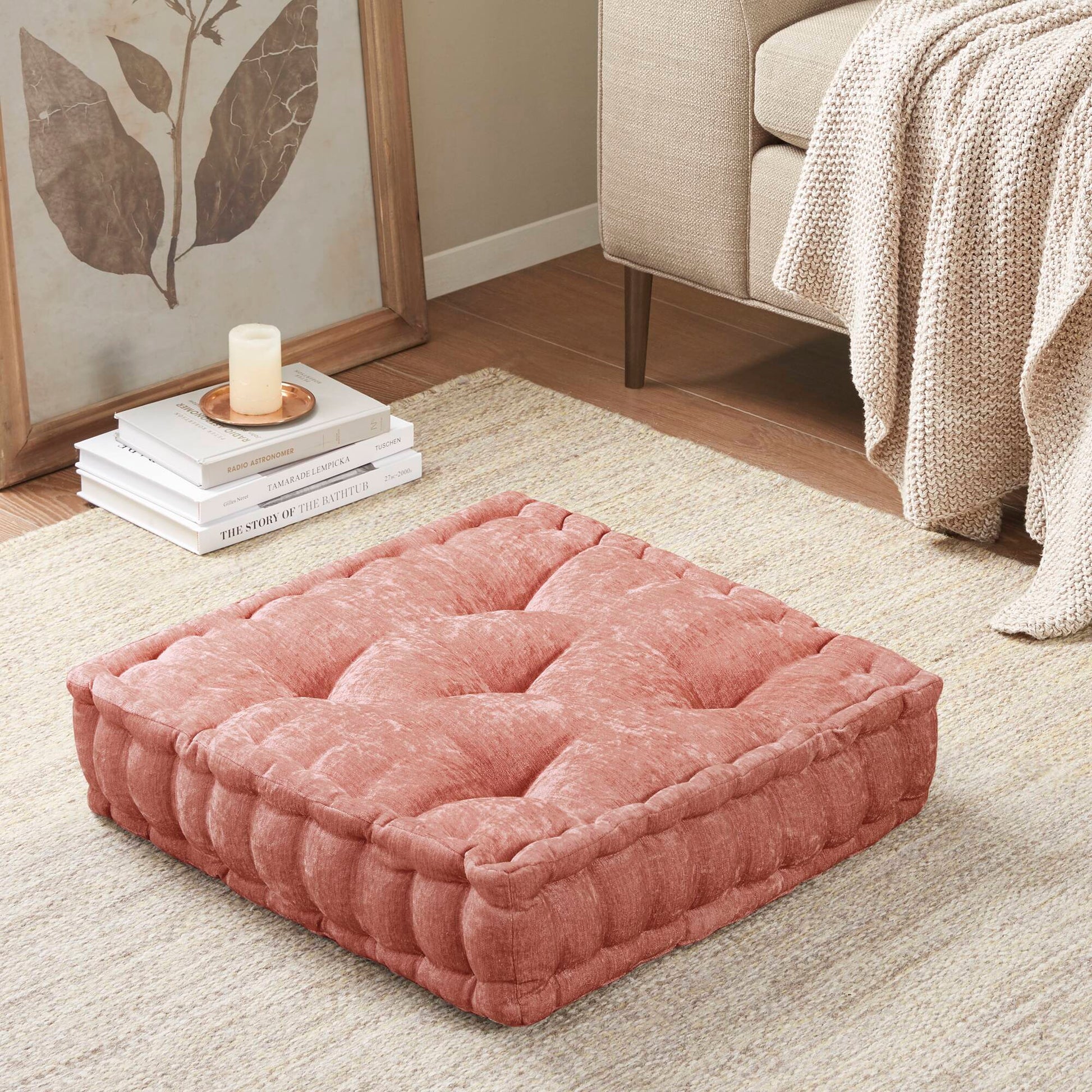 Intelligent Design Poly Chenille Square Floor Pillow Cushion