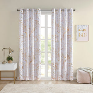 Rebecca Grommet Top Printed Marble Metallic Total Blackout Curtain