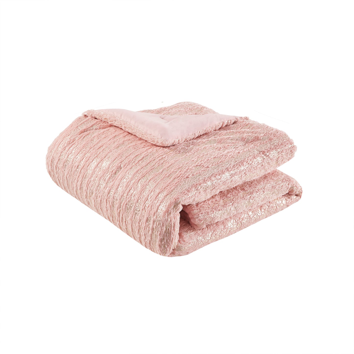 Intelligent Design Metallic Print Faux Fur Comforter Set