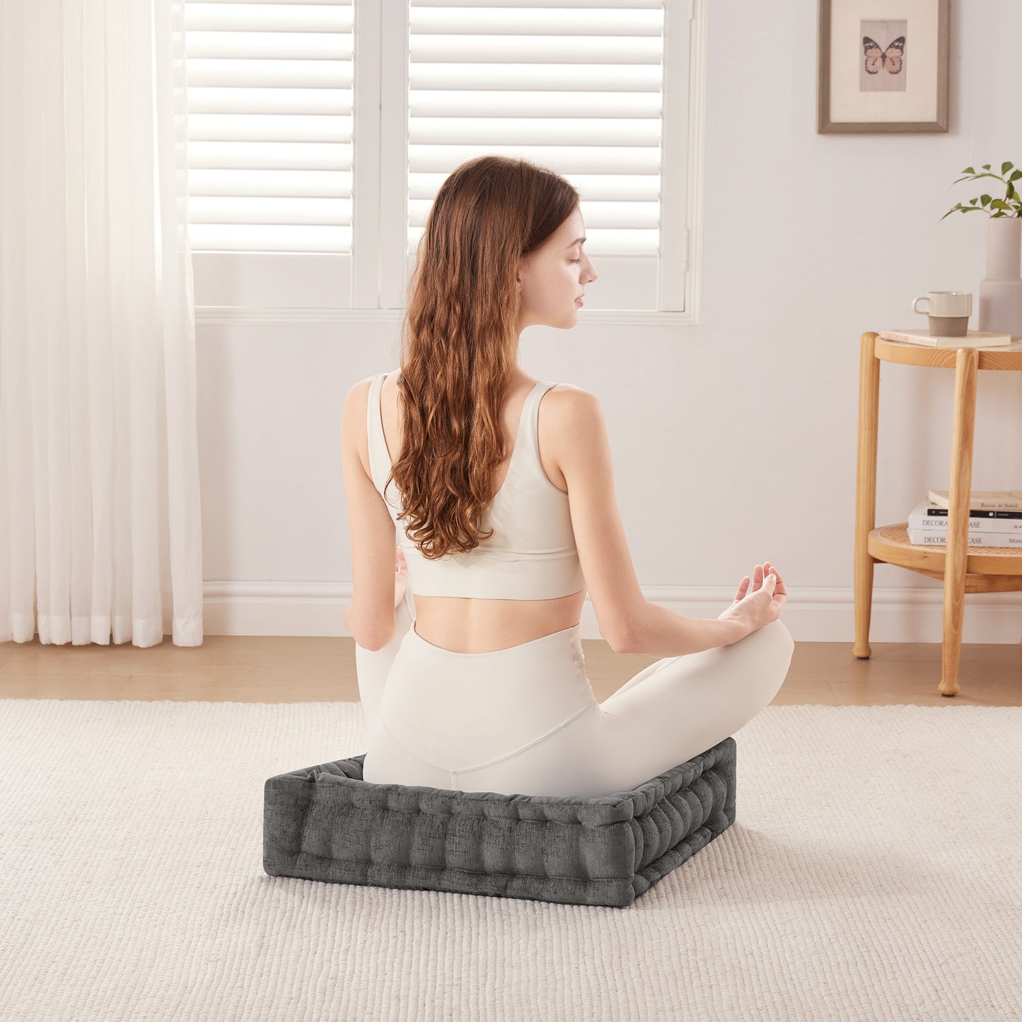 Azza Poly Chenille Square Floor Pillow Cushion
