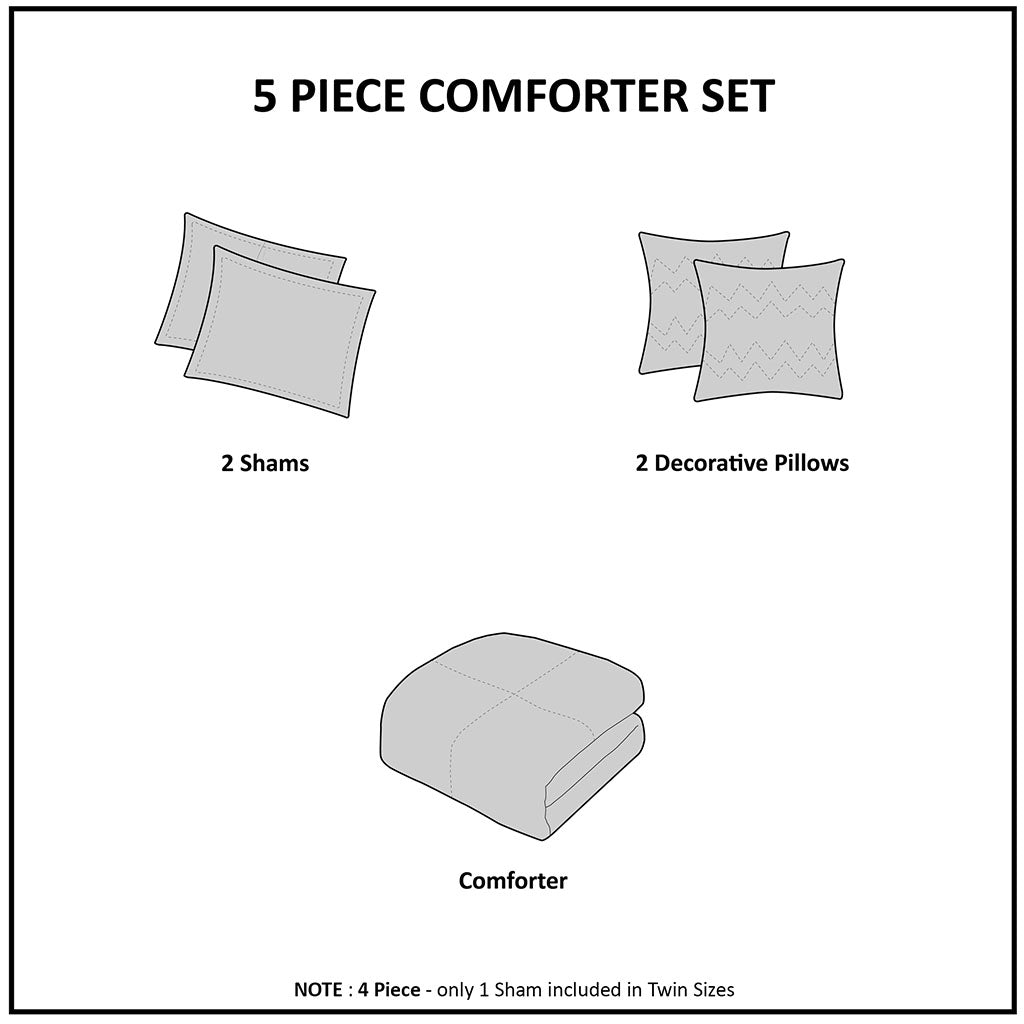 Abby Metallic Printed and Pintucked Comforter